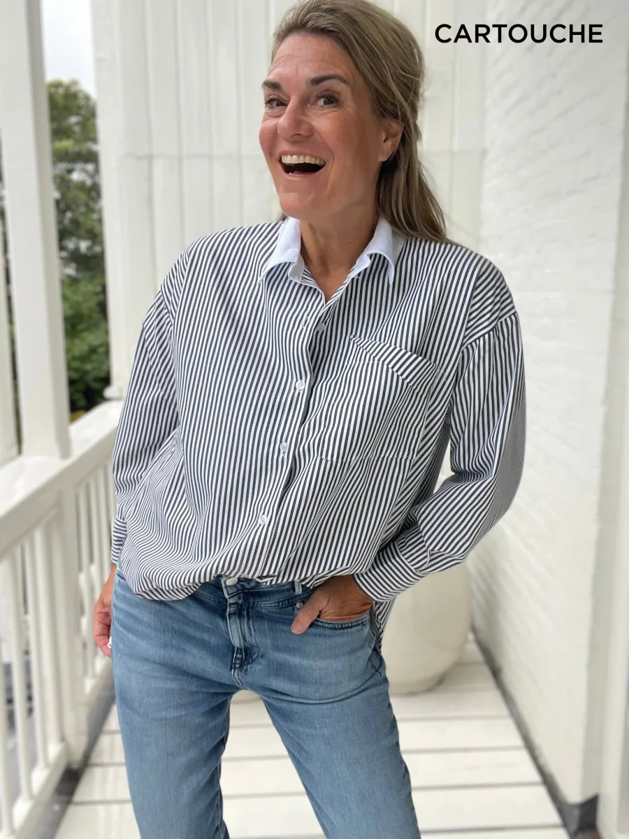 Blouse - Sabine Cartouche Zwart/Wit
