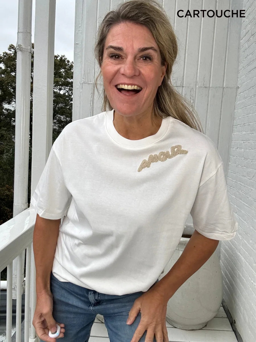 T-Shirt - Amour Cartouche Wit/Beige