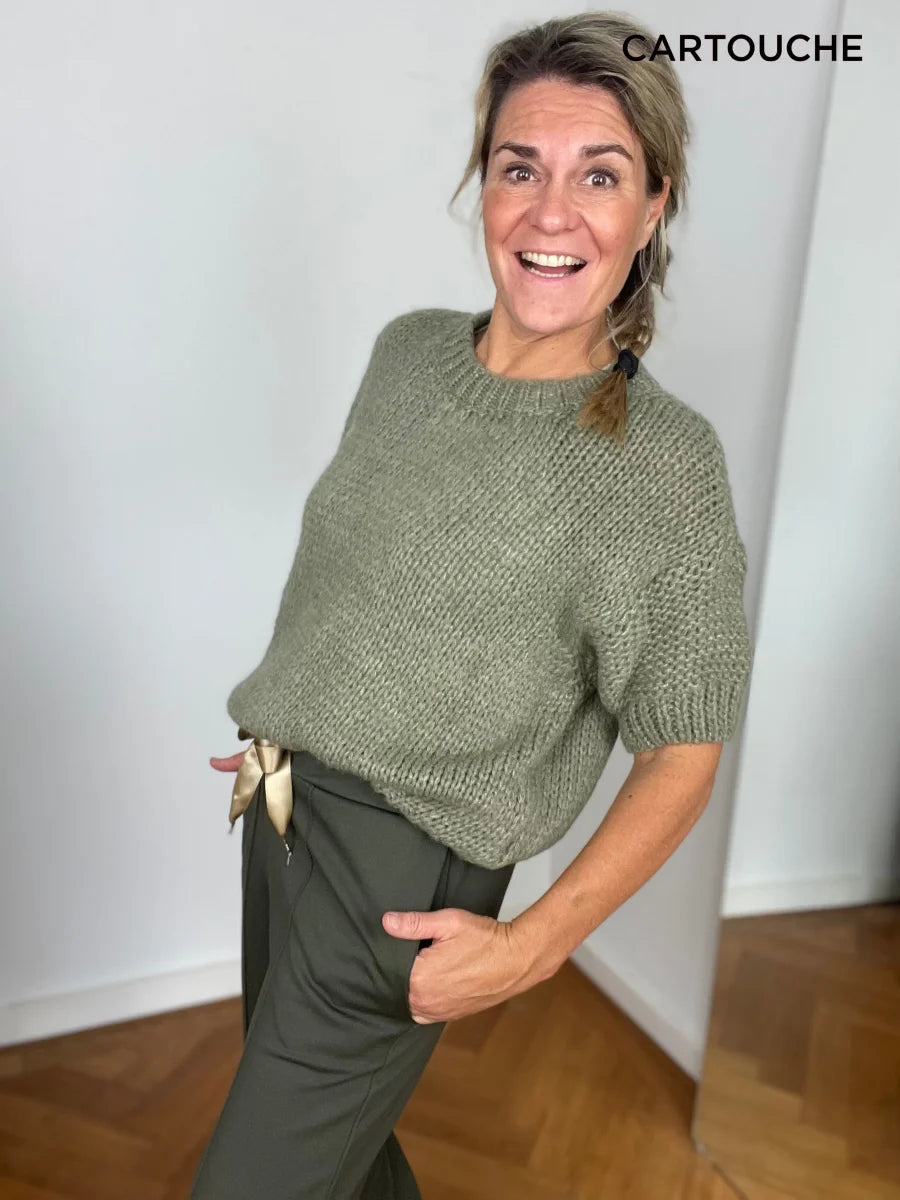 Trui Korte Mouw - Zoë Cartouche Olijfgroen