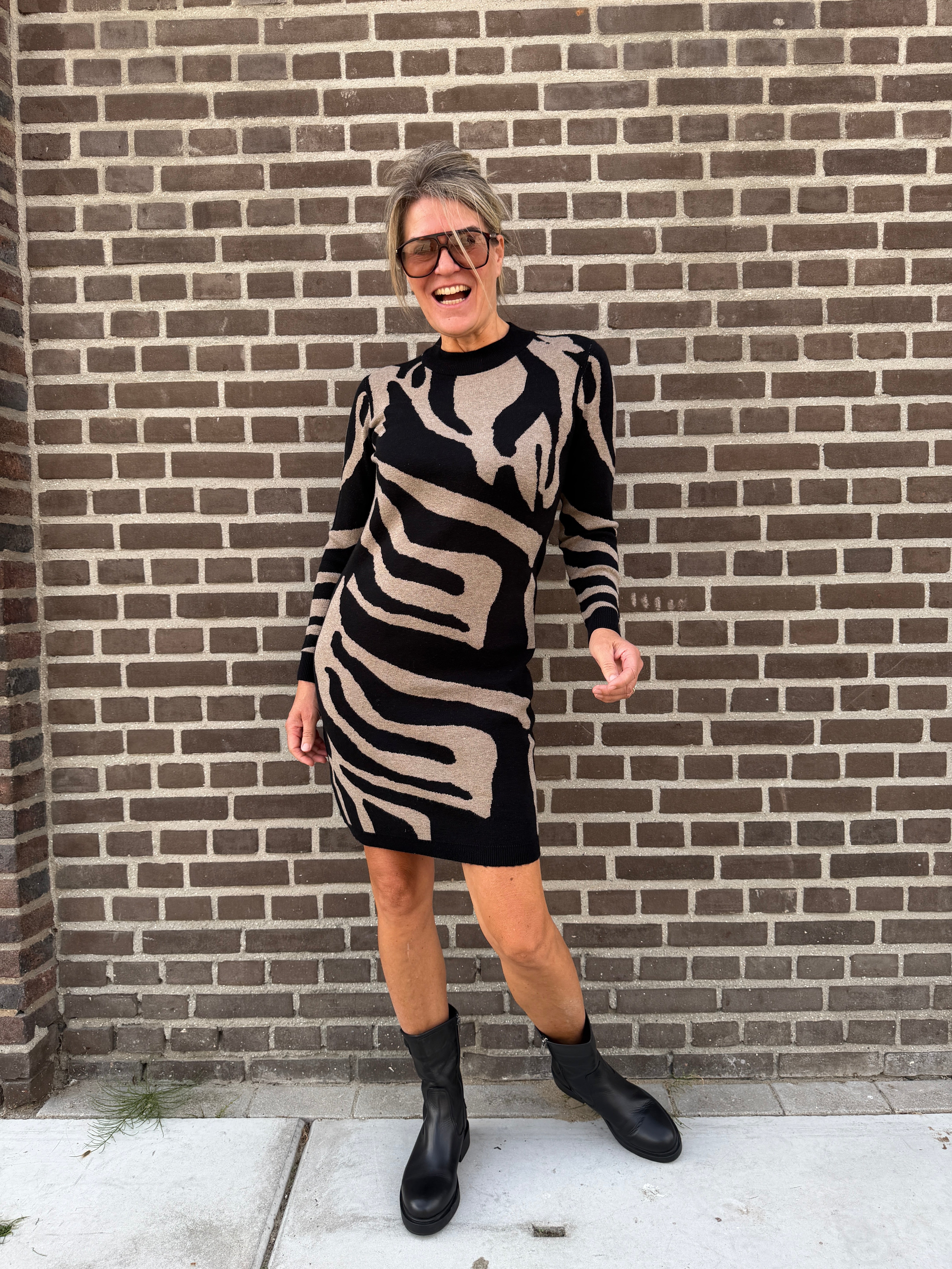 Jurk - RAY LS KNIT DRESS AOP NOOS - Object