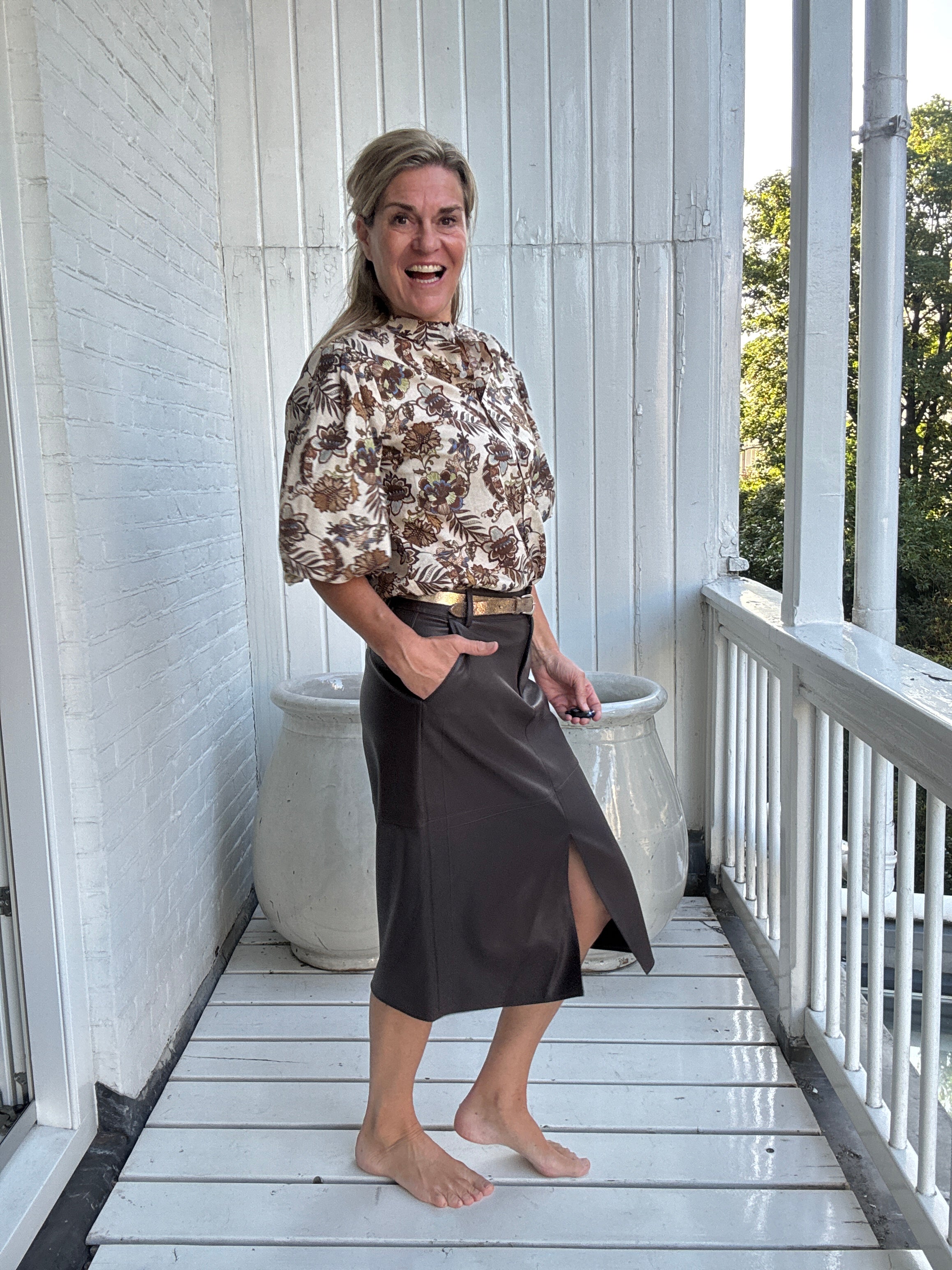 Rok - DAGMAR HW MIDI COATED SKIRT - VILA