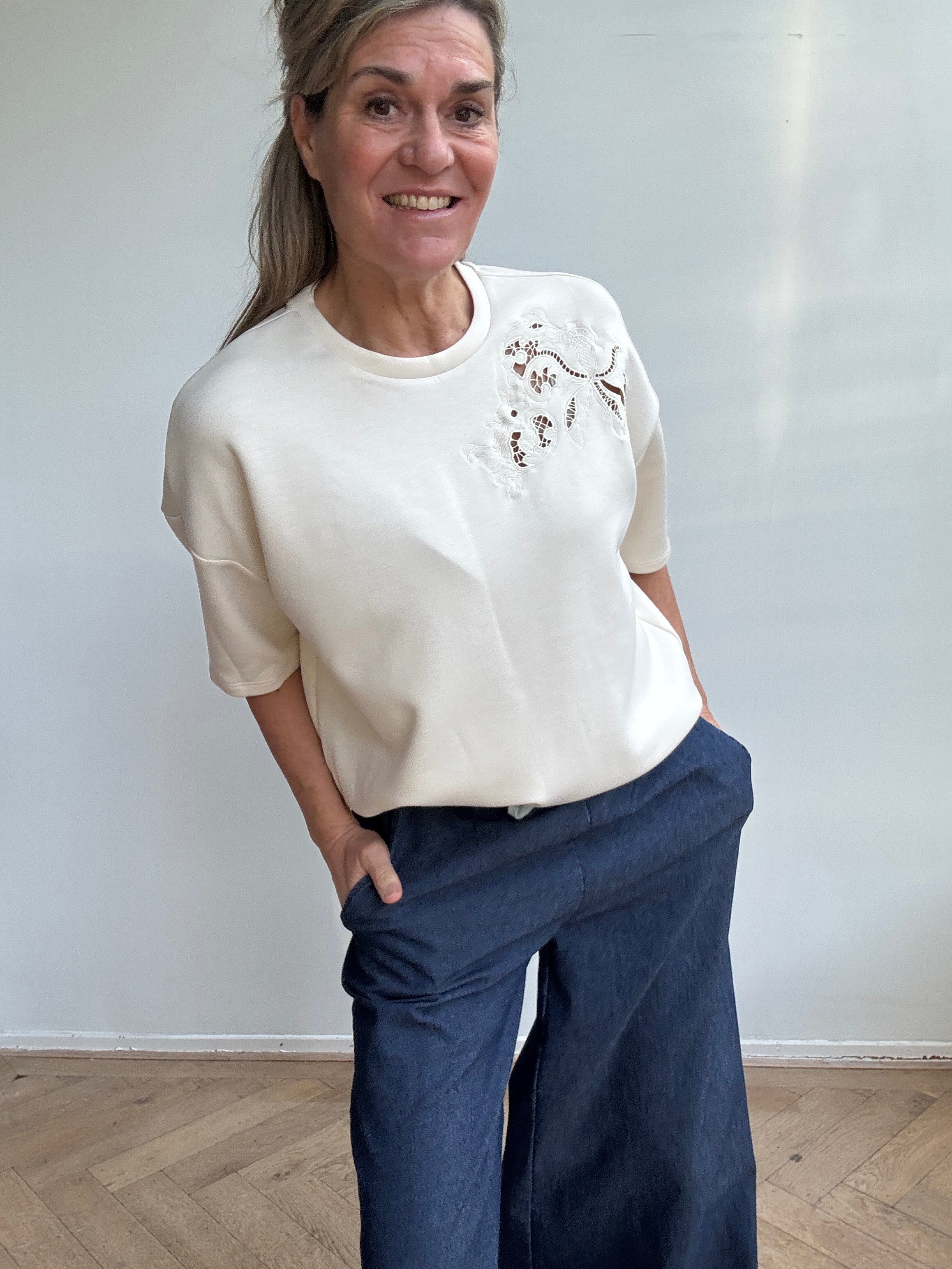 Trui - AMINAS O-NECK 2/4 SWEAT TOP - Vila