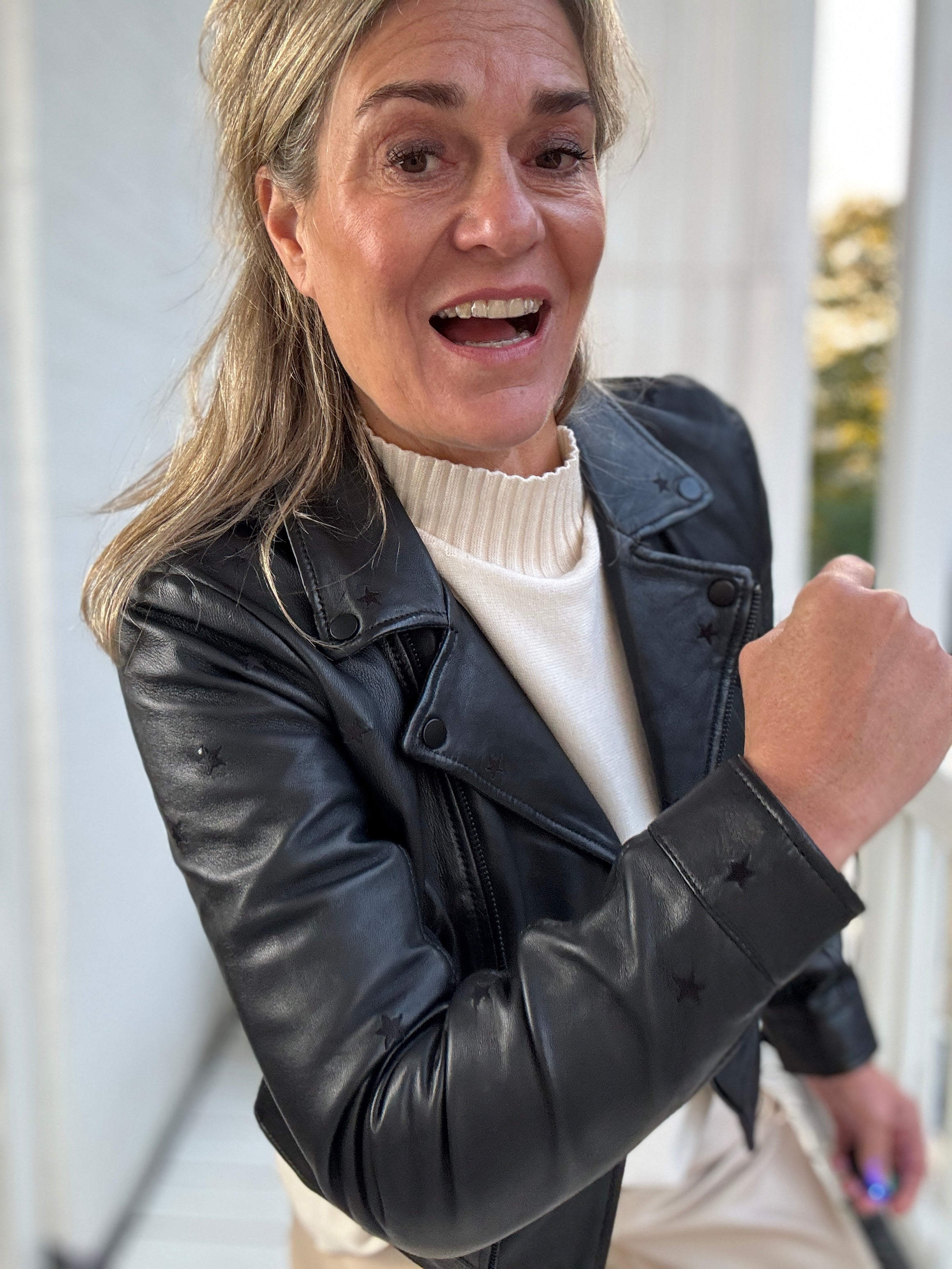 Leren bikerjas - Hoshie - Mauritius