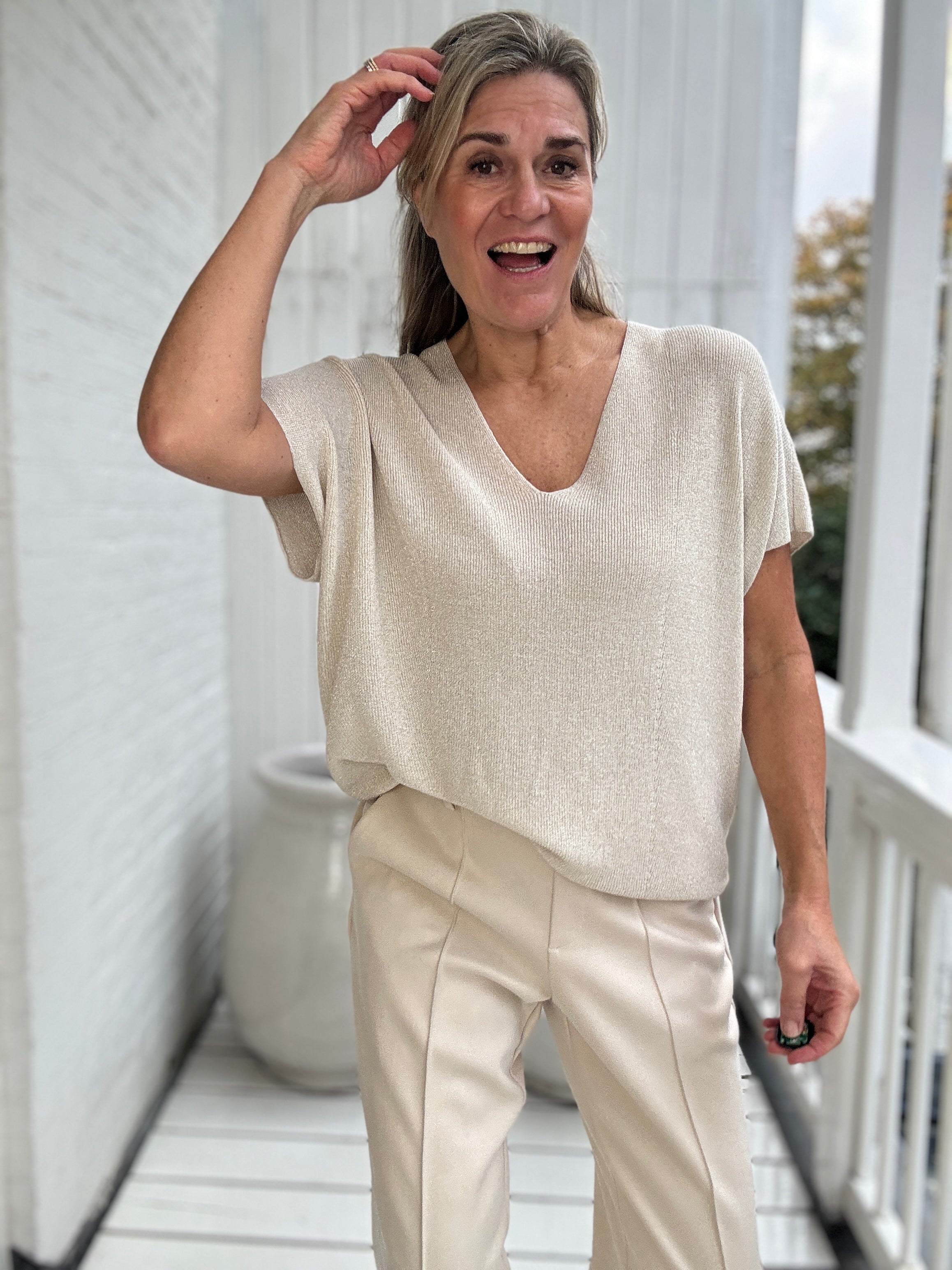 Dina Top Lurex Off White - NUKUS