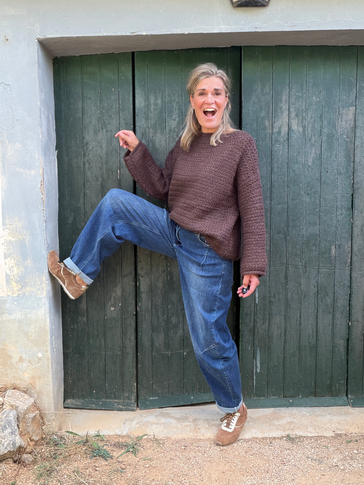 Donkerblauwe balloon jeans Lilly met stretch – foto 3