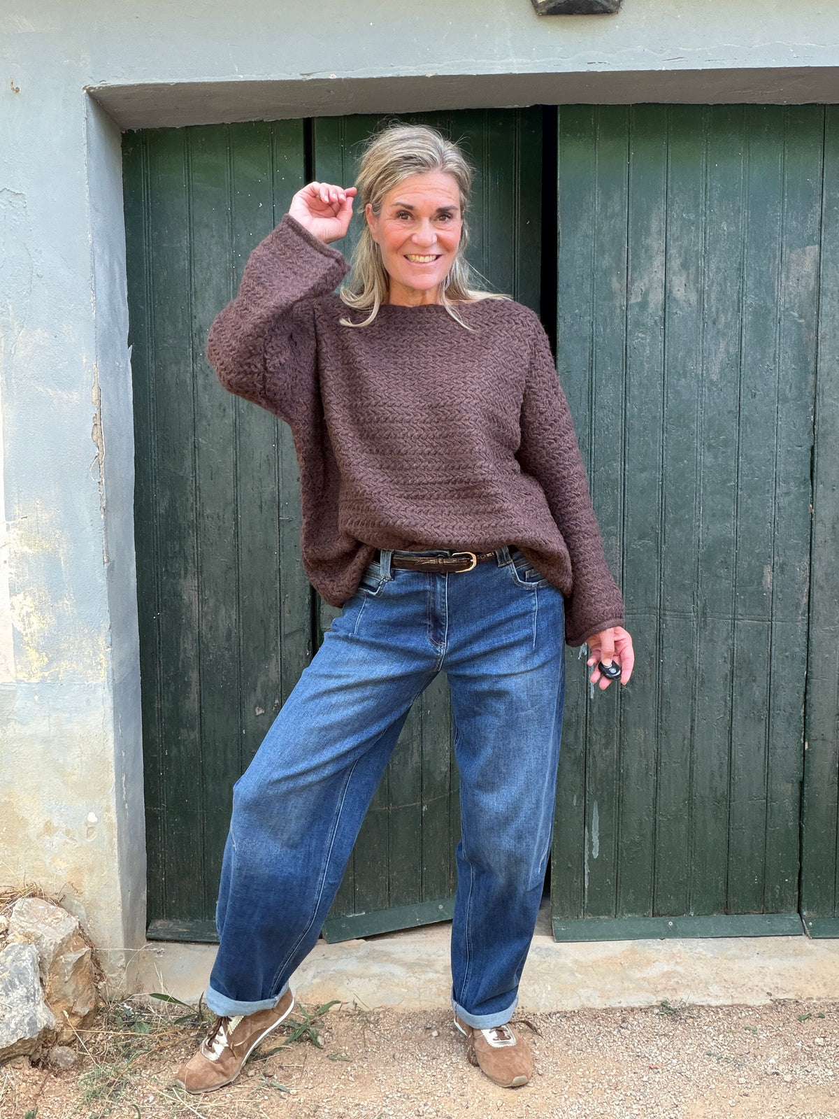 Donkerblauwe balloon jeans Lilly met stretch – foto 8