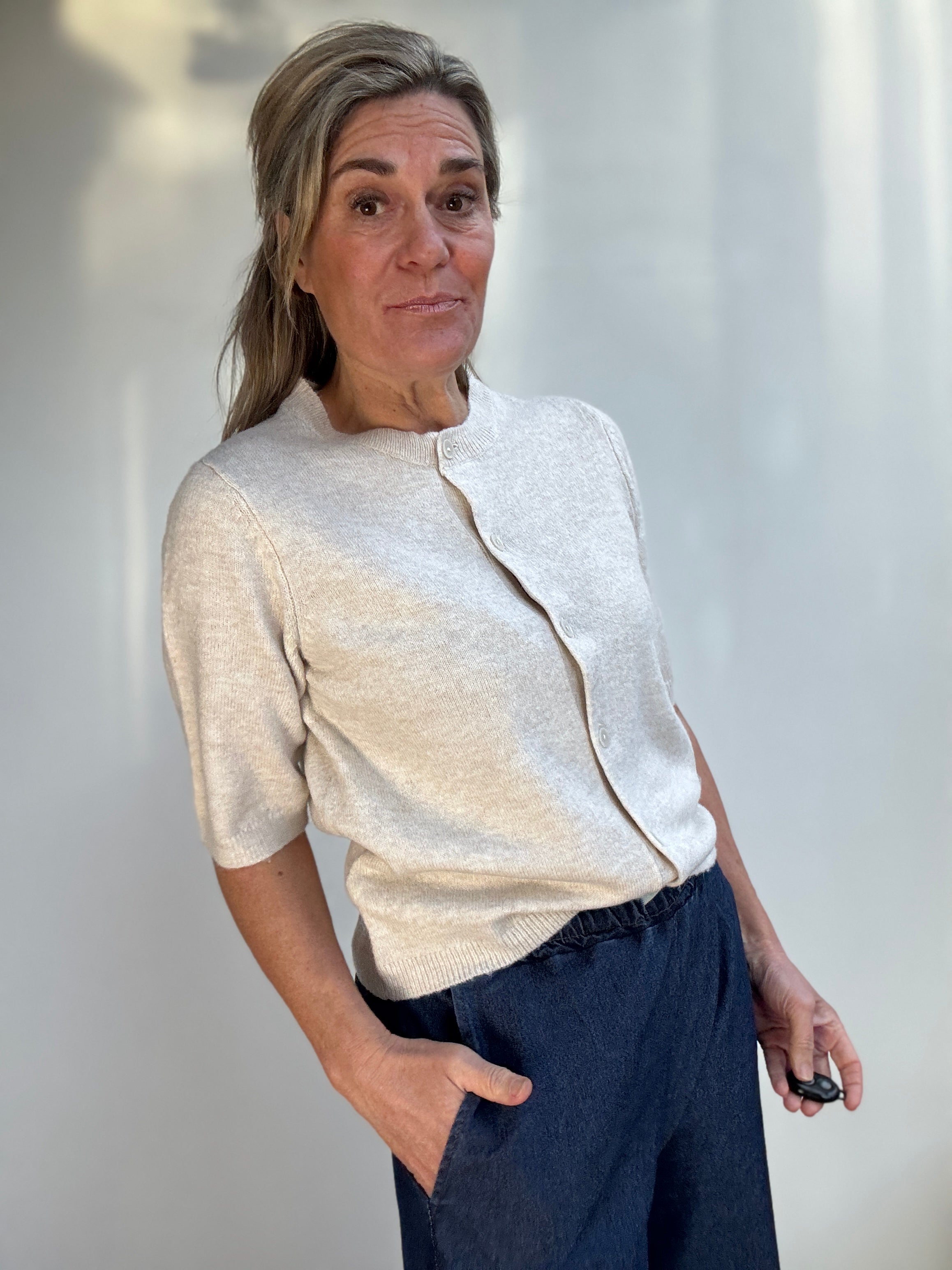 Vest - LIGA 2/4 O-NECK KNIT CARDIGAN - Vila