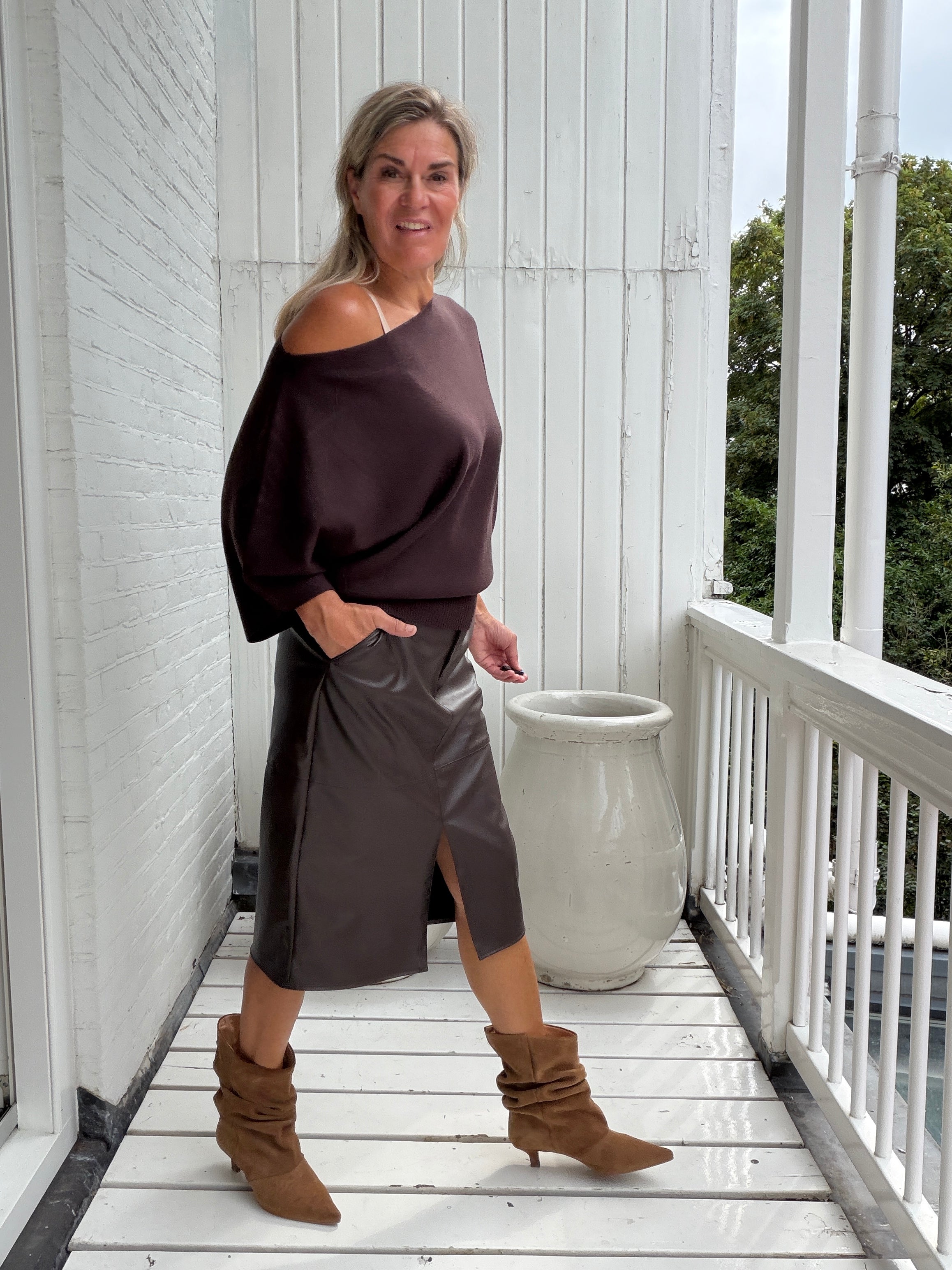 Rok - DAGMAR HW MIDI COATED SKIRT - VILA