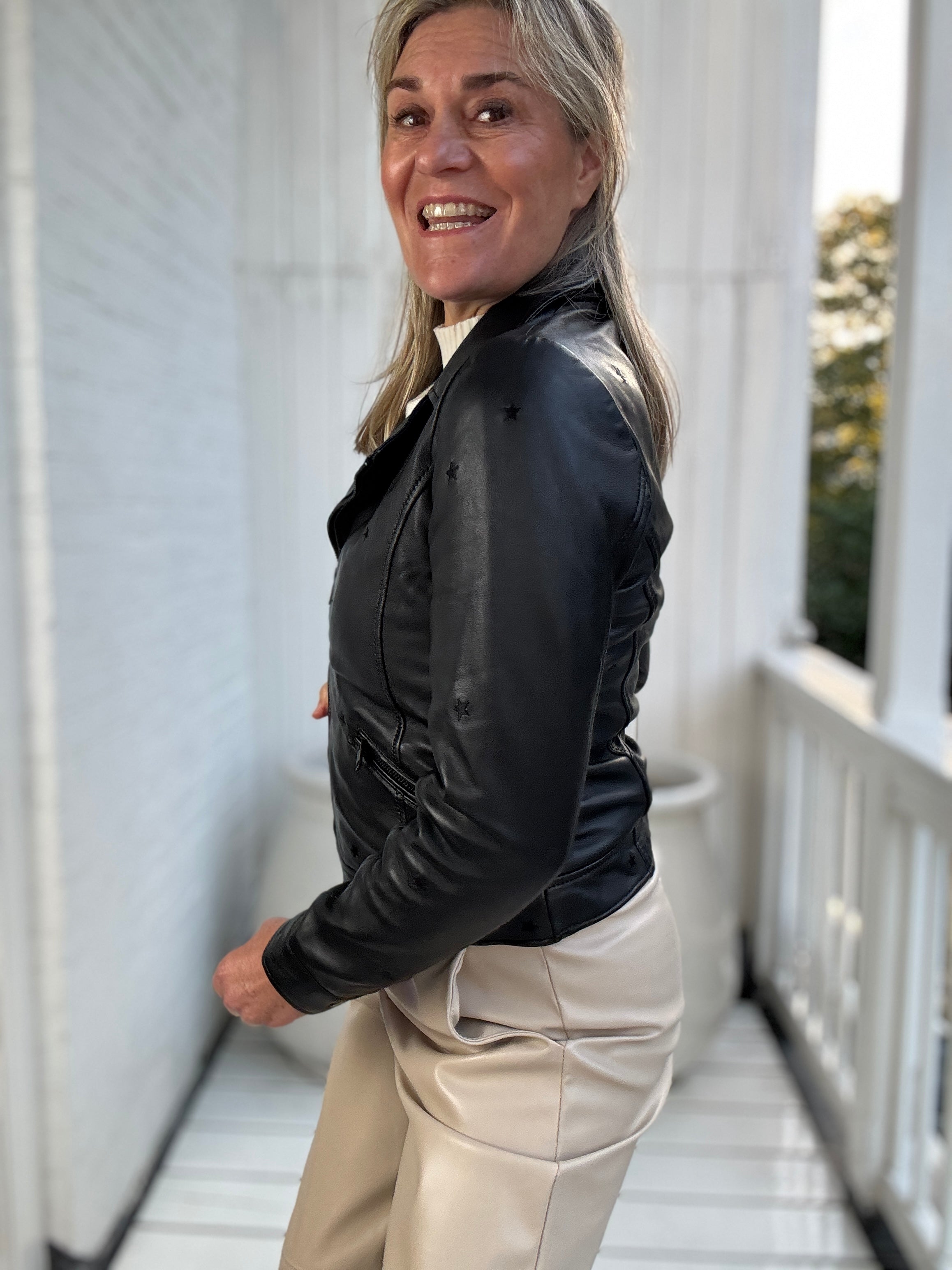 Leren bikerjas - Hoshie - Mauritius