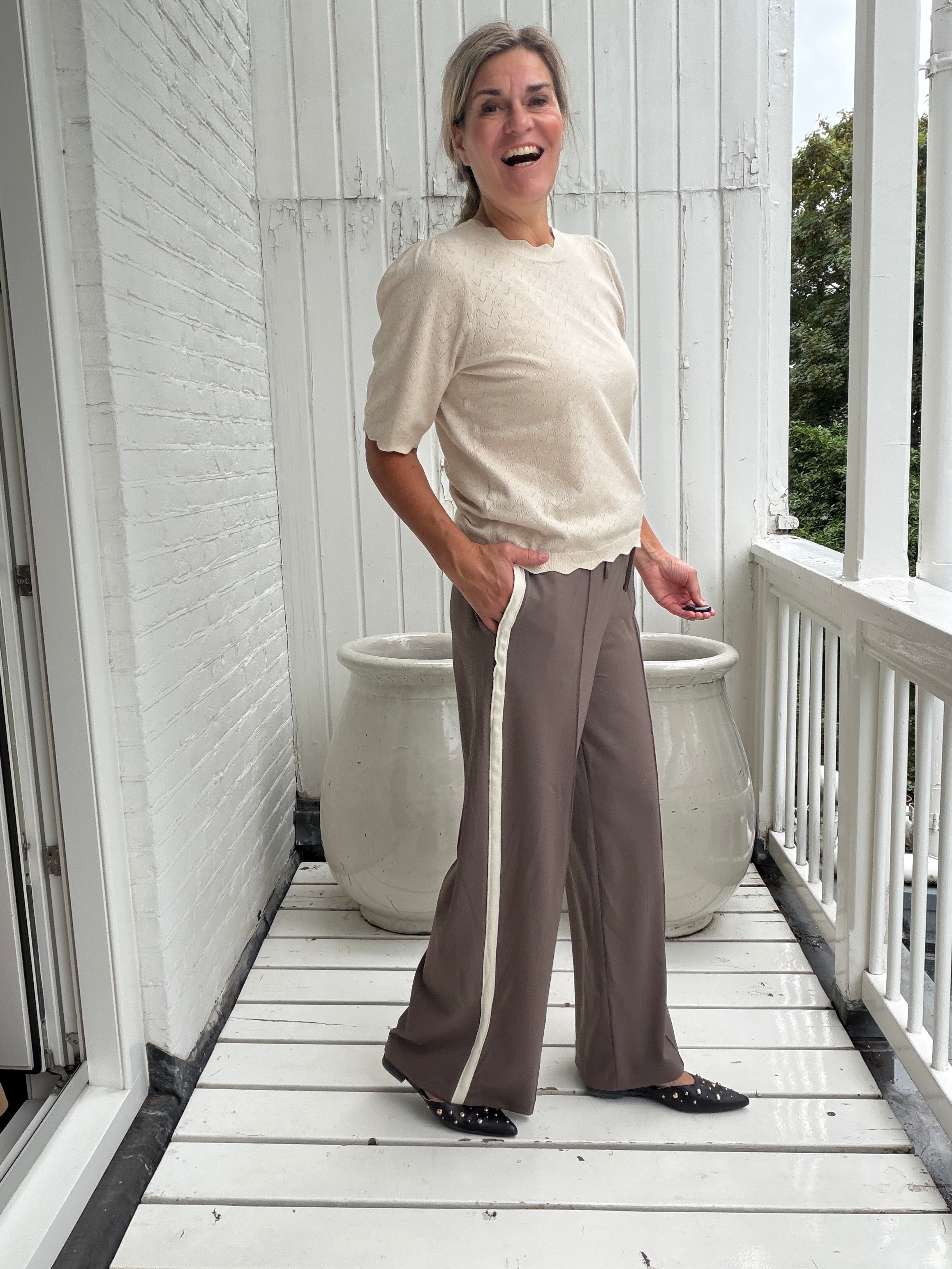 Broek - CLUA HW WIDE TRACK PANTS - VILA