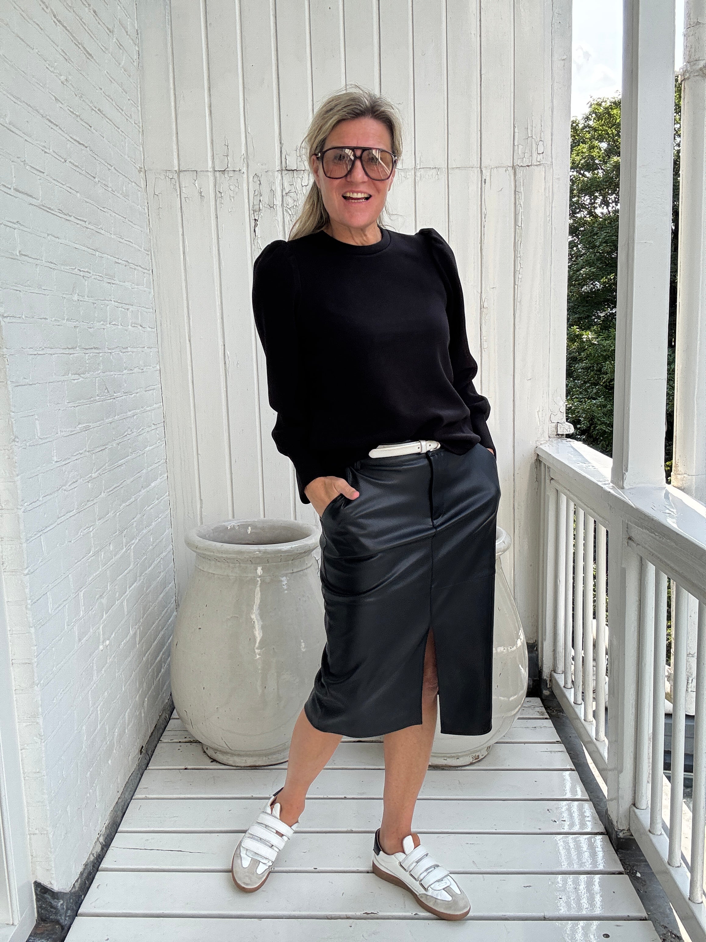 Rok - DAGMAR HW MIDI COATED SKIRT - VILA