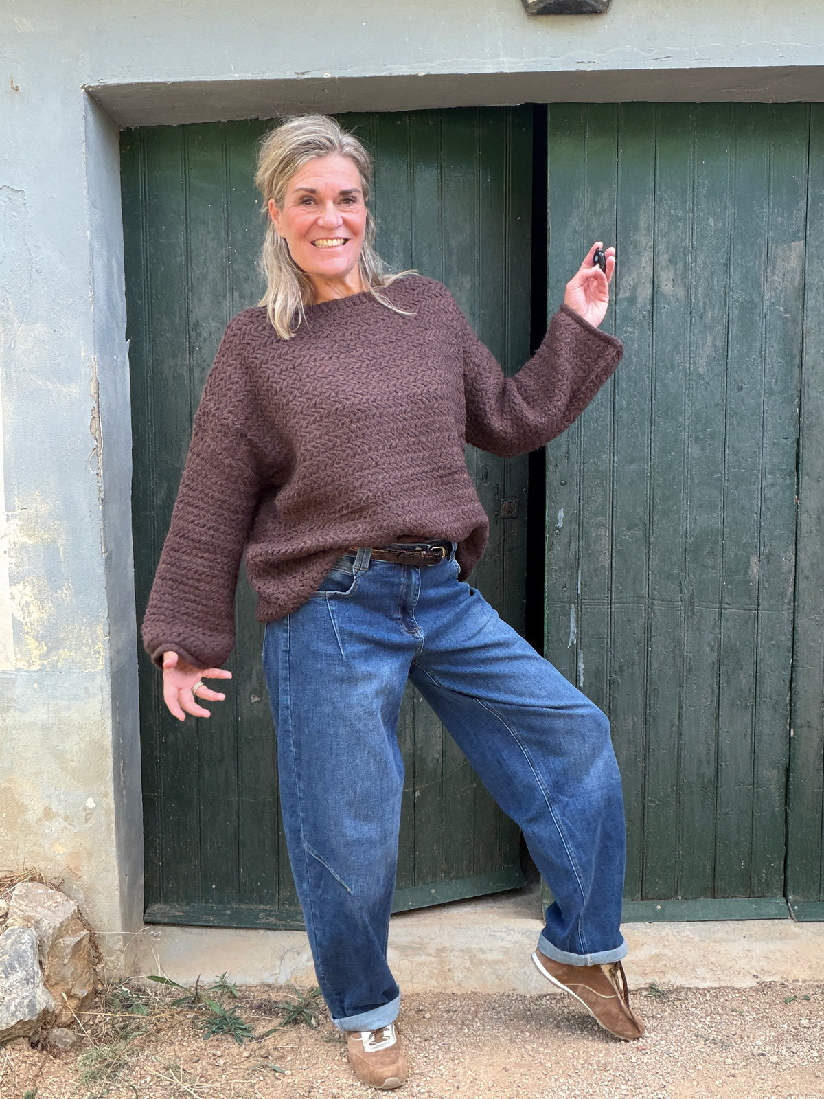 Donkerblauwe balloon jeans Lilly met stretch – foto 5