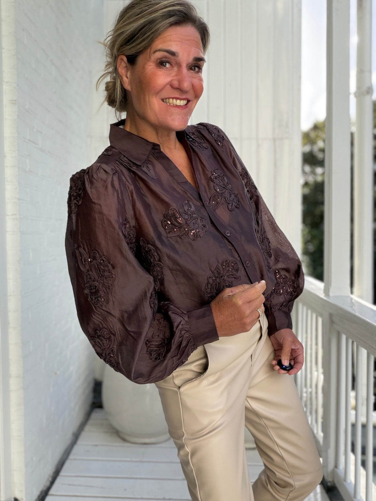 Blouse - Antonella Blouse Paillet Flower - Nukus