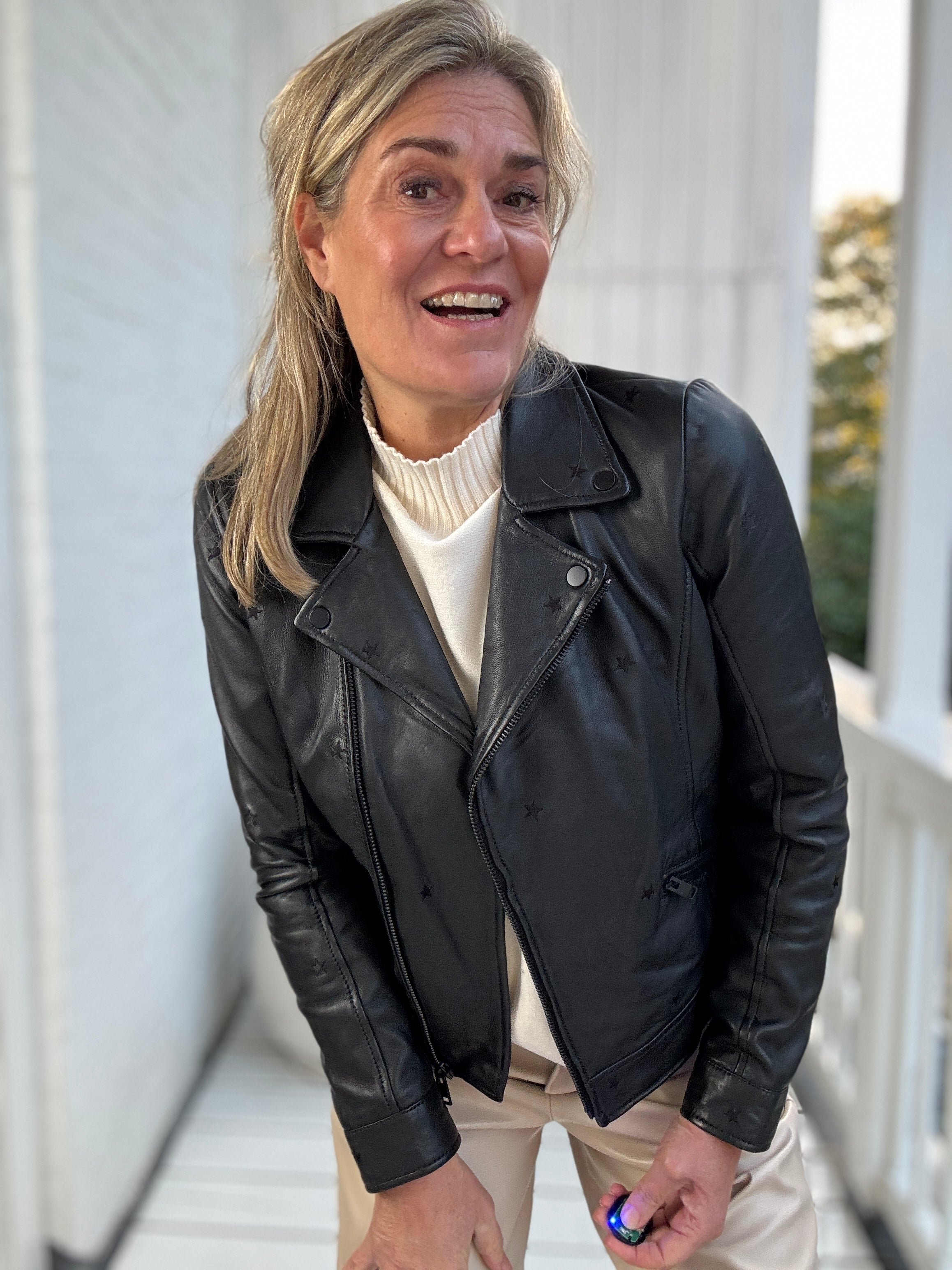 Leren bikerjas - Hoshie - Mauritius