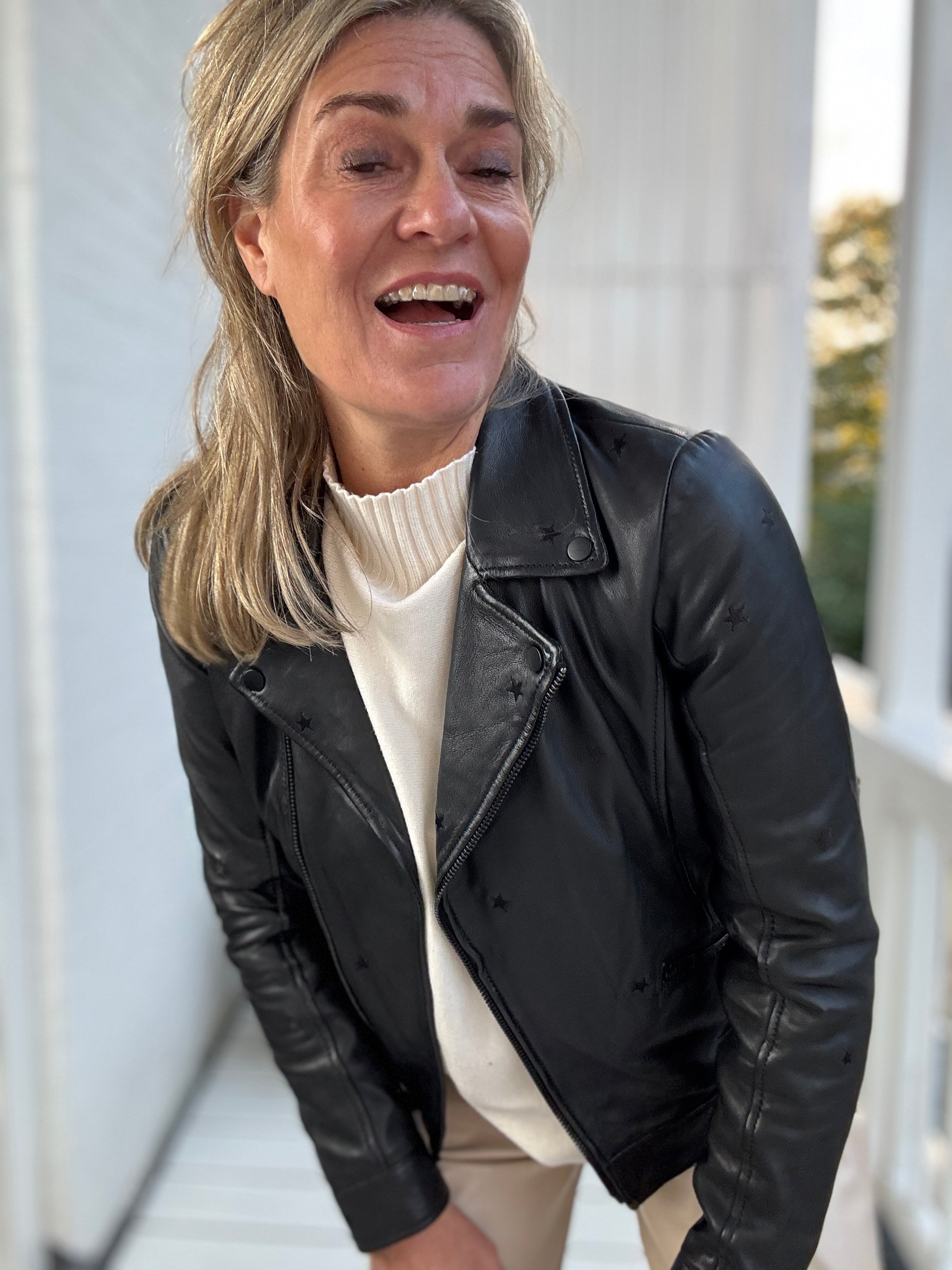 Leren bikerjas - Hoshie - Mauritius