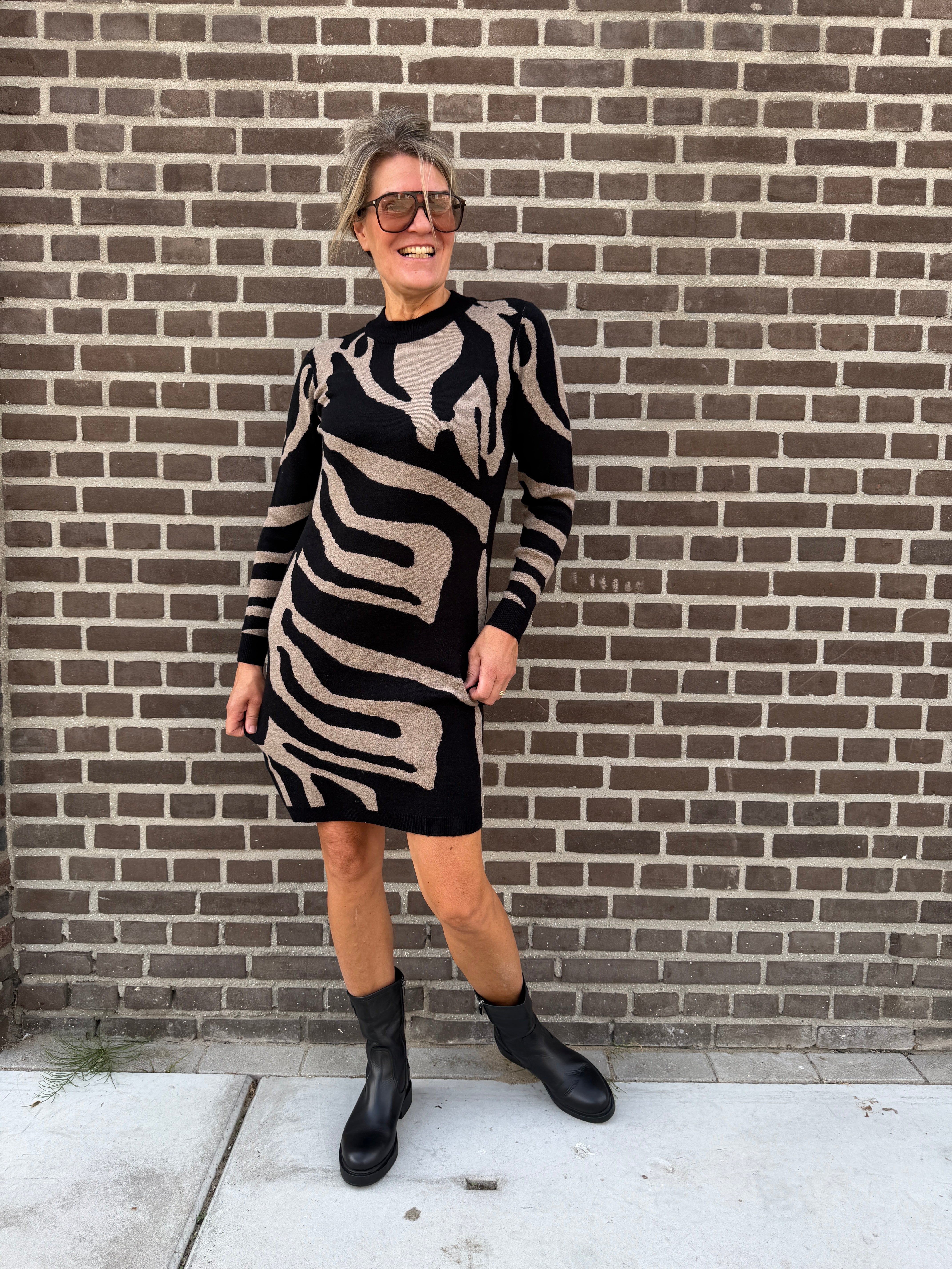 Jurk - RAY LS KNIT DRESS AOP NOOS - Object
