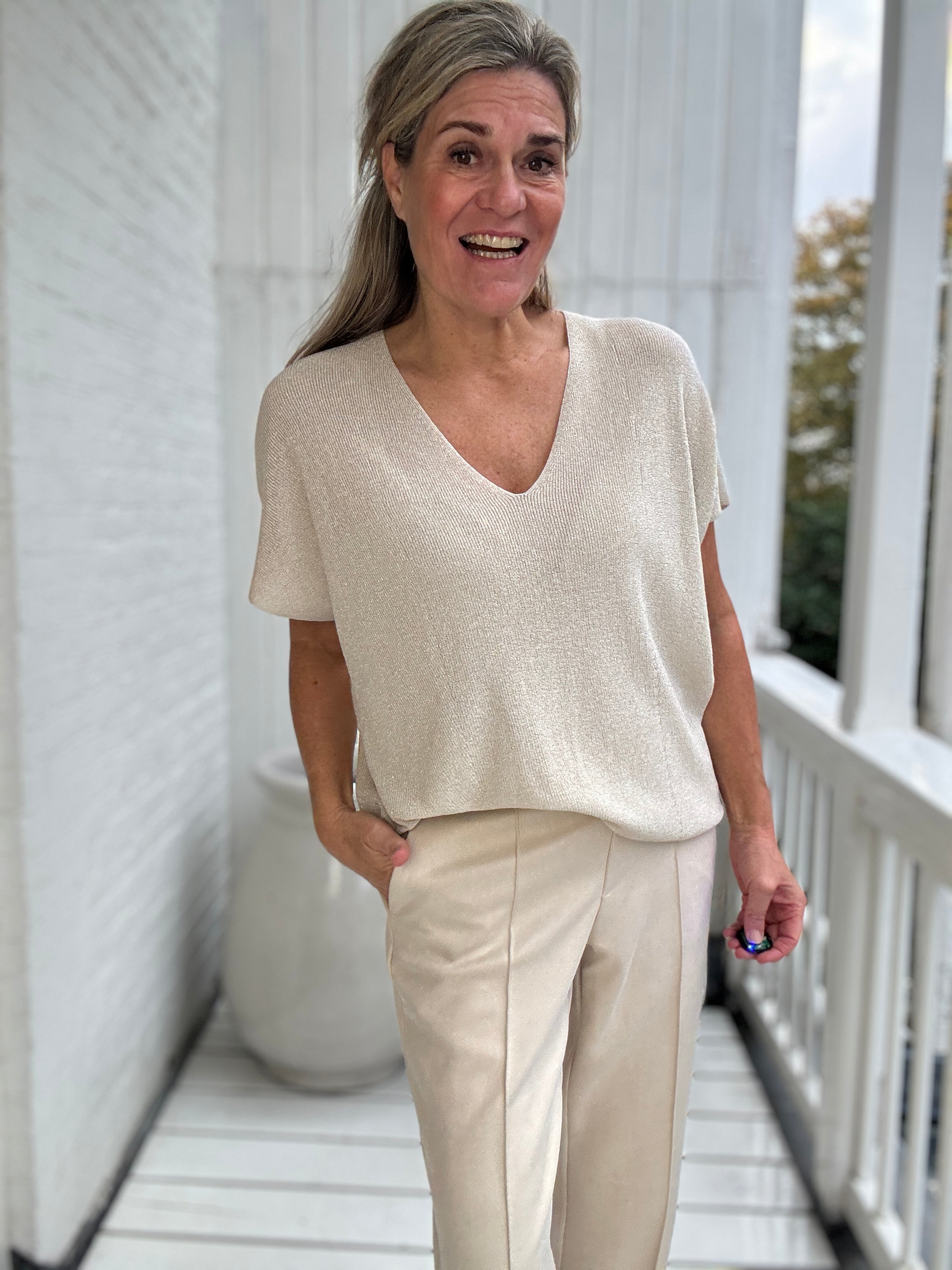 Dina Top Lurex Off White - NUKUS