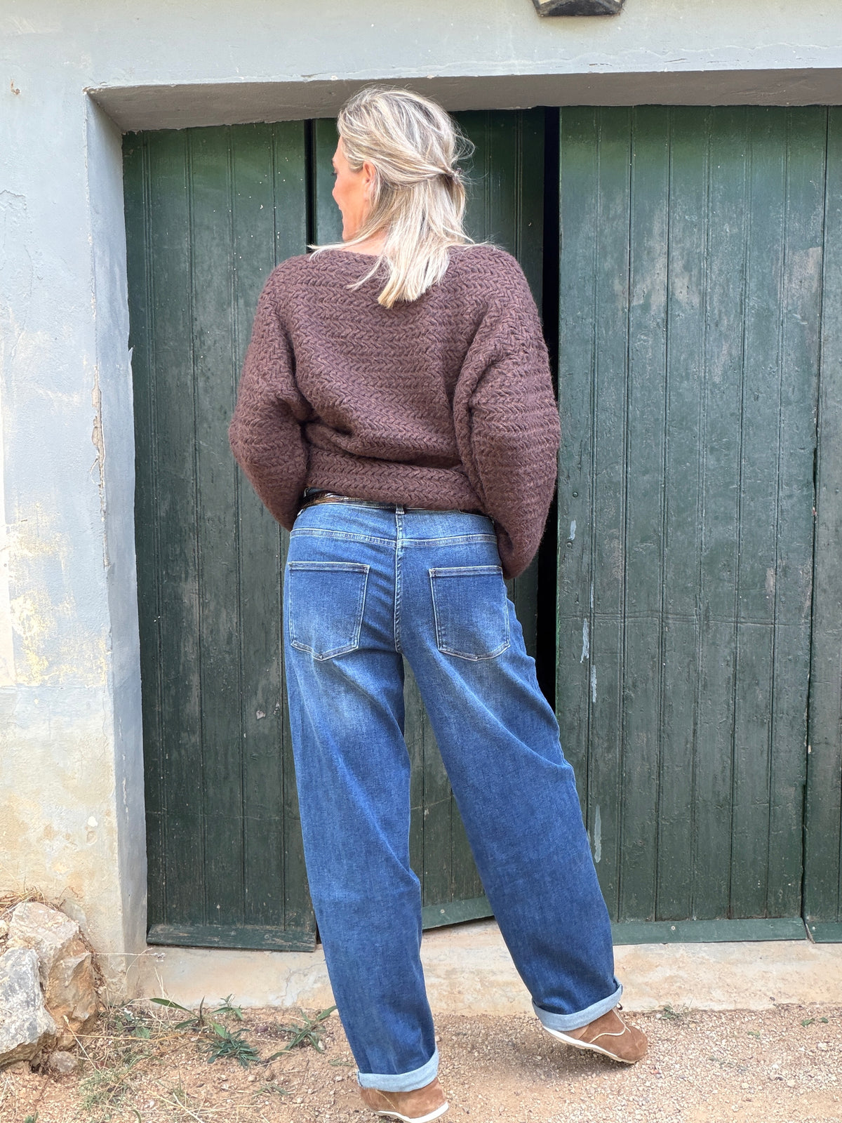 Donkerblauwe balloon jeans Lilly met stretch – foto 6