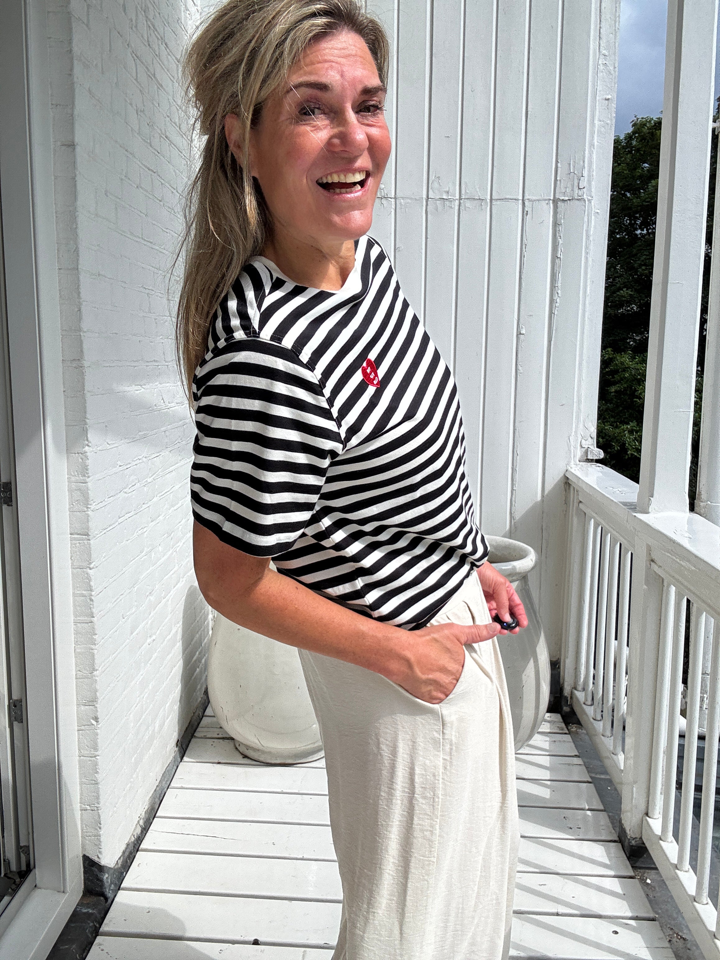 Top - Livina O-neck Stripe - Only