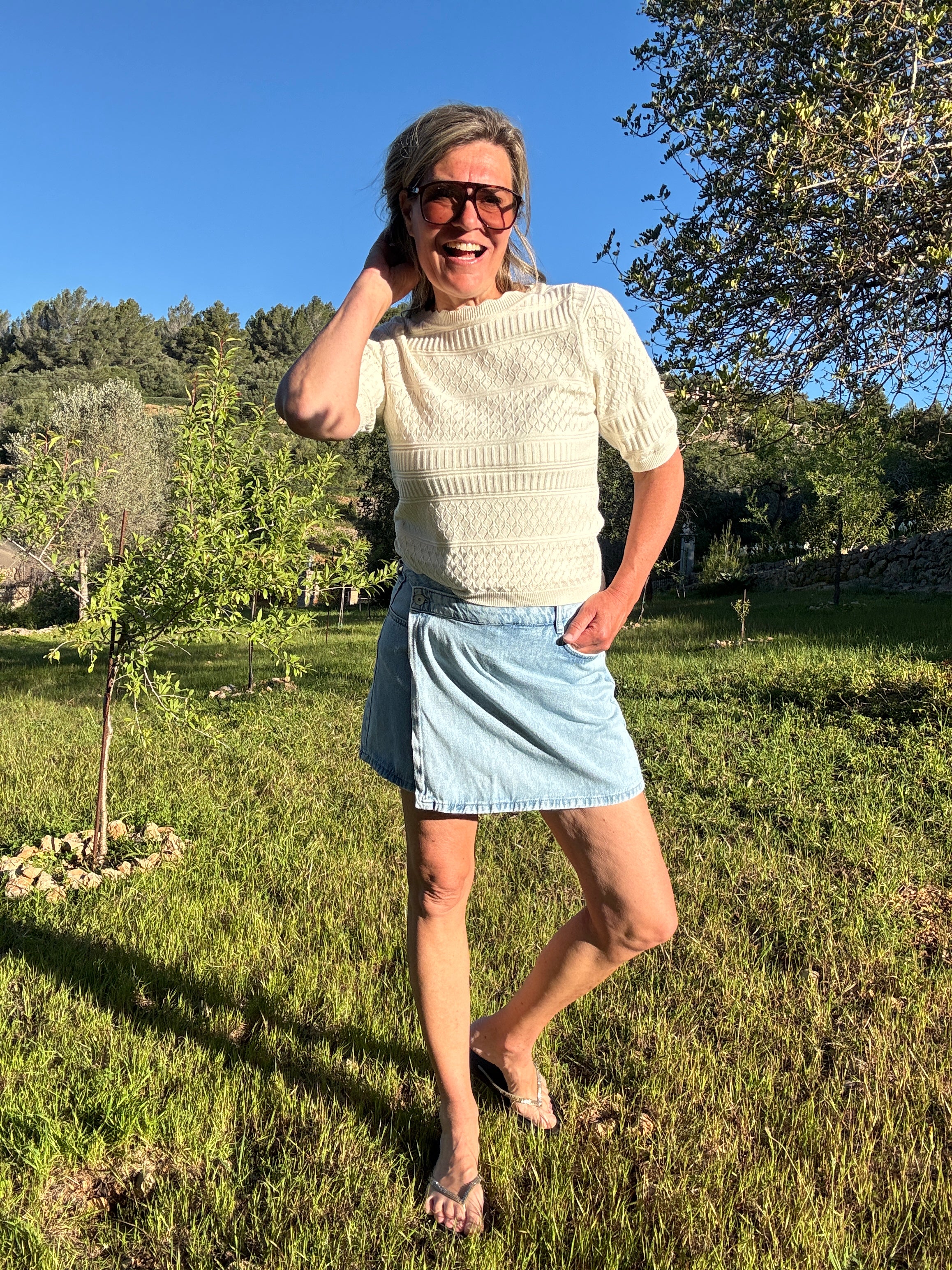 Top - MILOS S/S O-NECK POINTELLE TOP - Vil