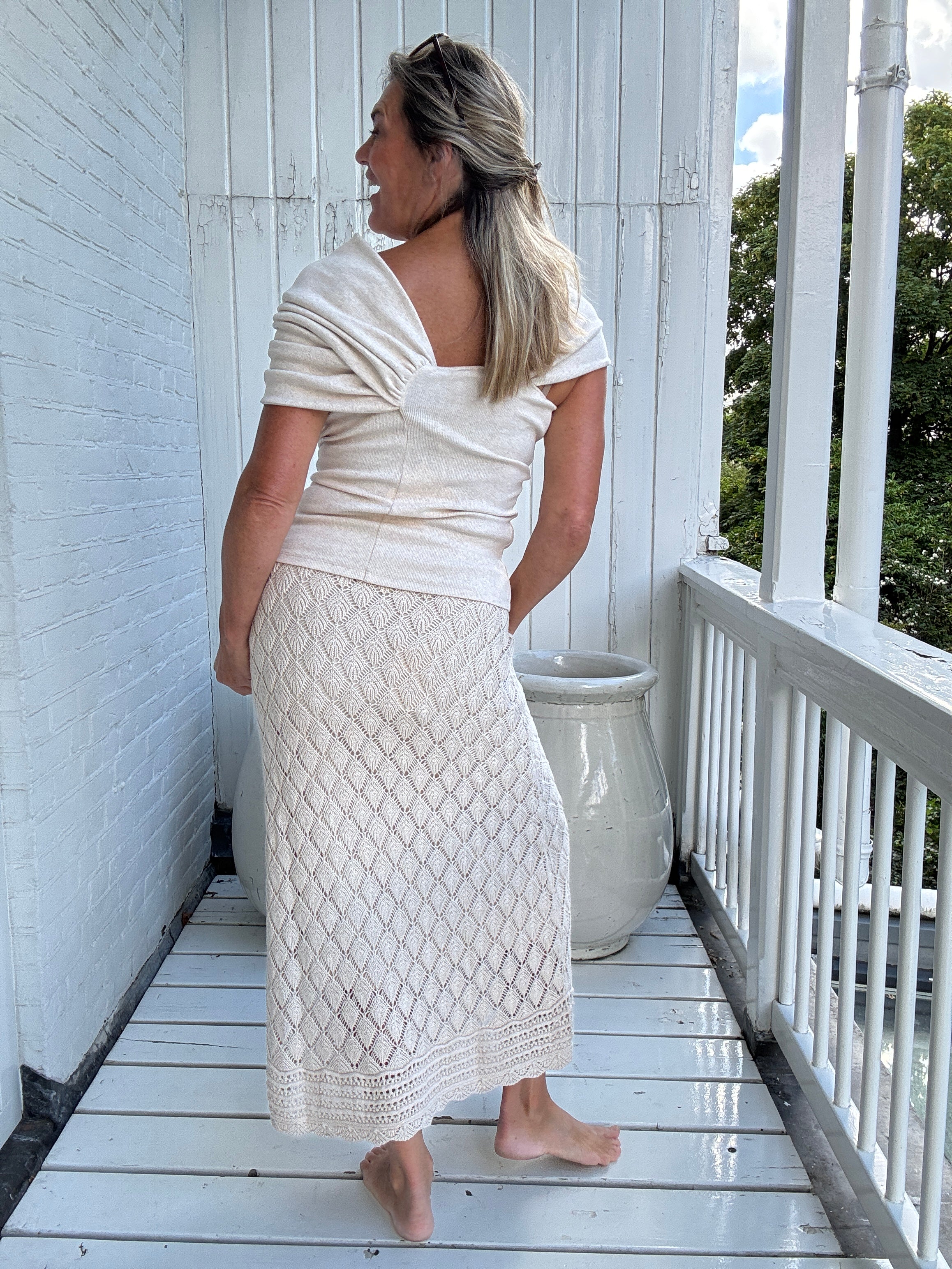 Rok - VIEVIE HW ANKLE A-LINE KNIT SKIRT - VILA