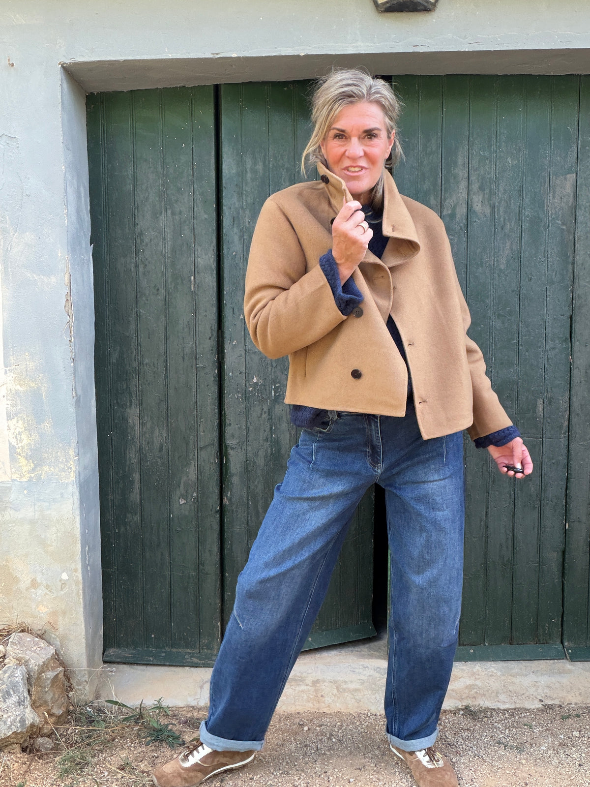 Donkerblauwe balloon jeans Lilly met stretch – foto 2