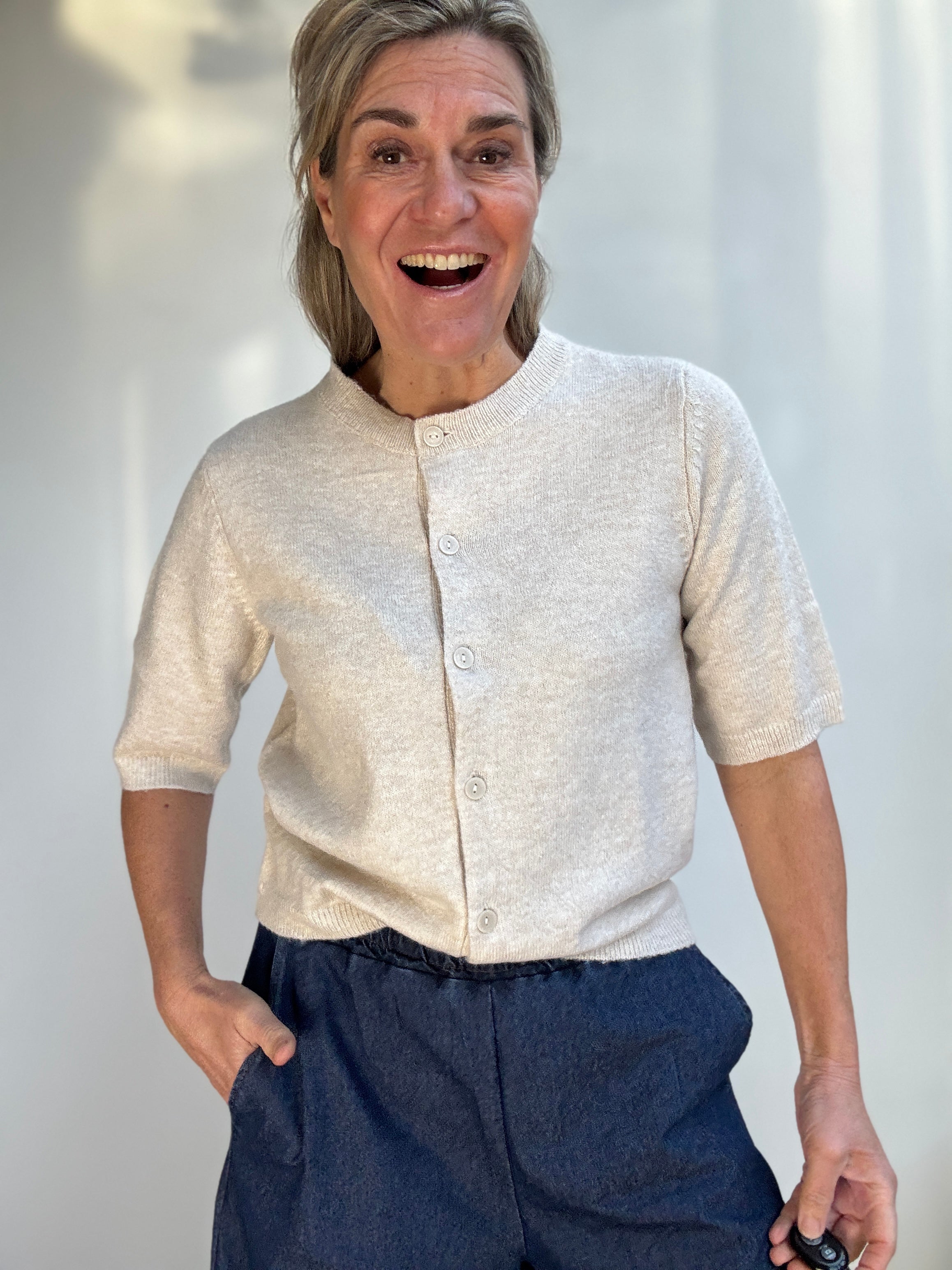 Vest - LIGA 2/4 O-NECK KNIT CARDIGAN - Vila