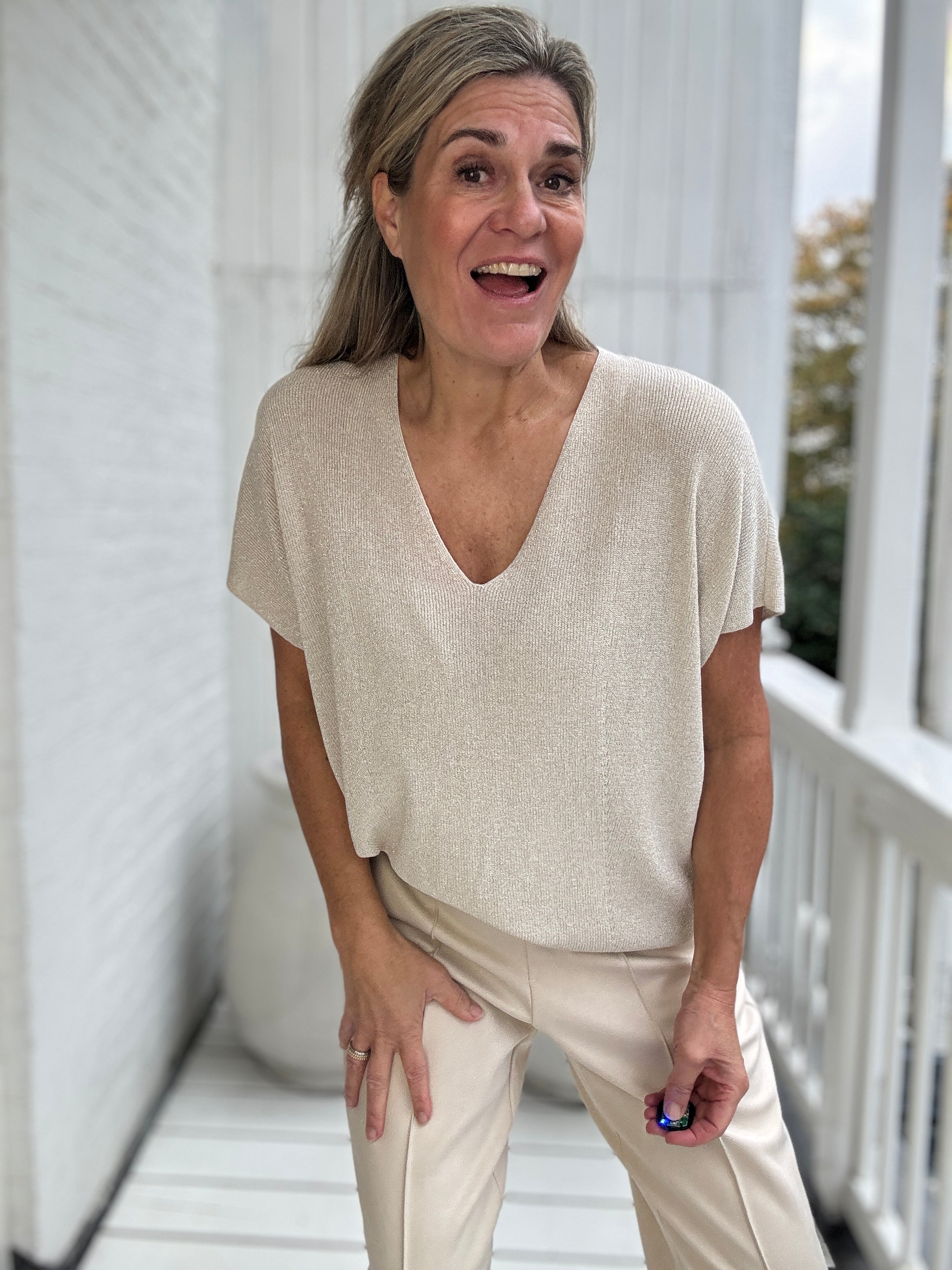 Dina Top Lurex Off White - NUKUS