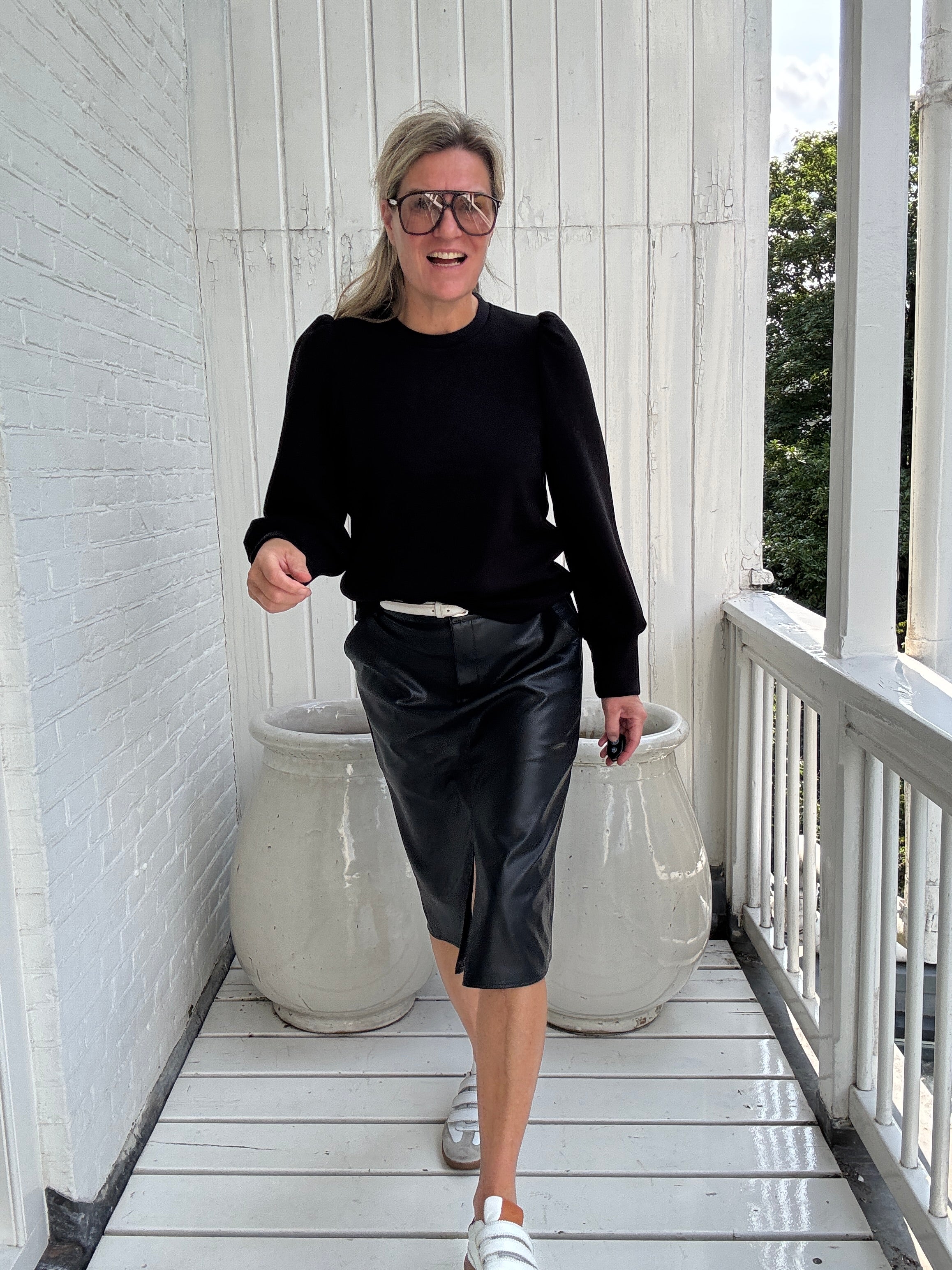 Rok - DAGMAR HW MIDI COATED SKIRT - VILA