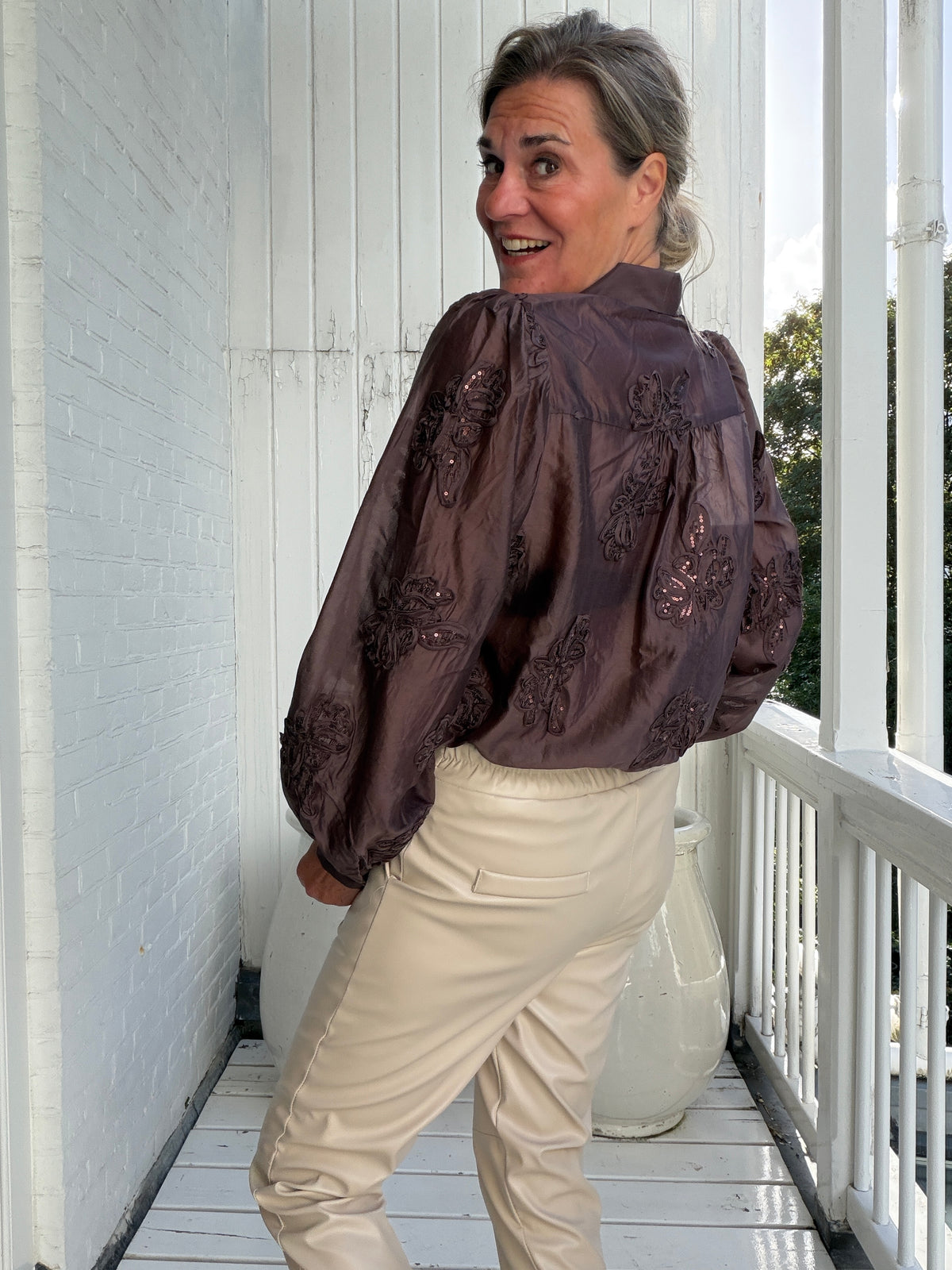 Blouse - Antonella Blouse Paillet Flower - Nukus