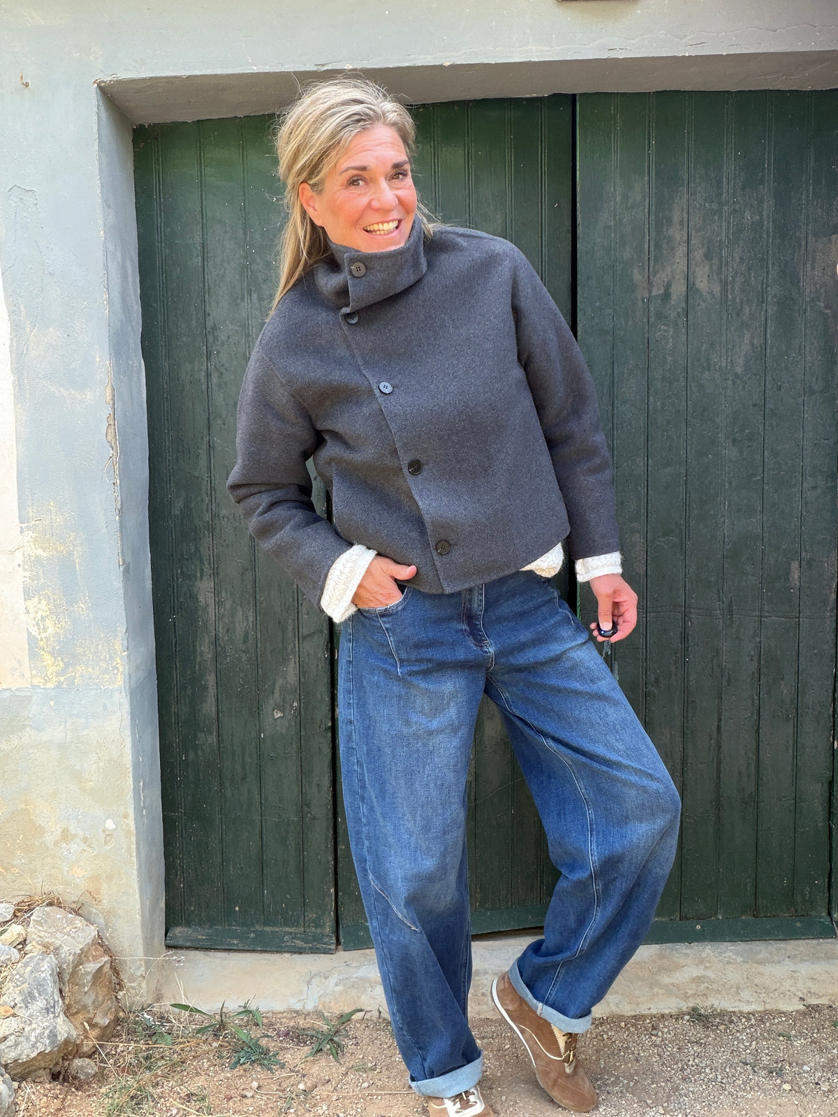 Donkerblauwe balloon jeans Lilly met stretch – foto 7