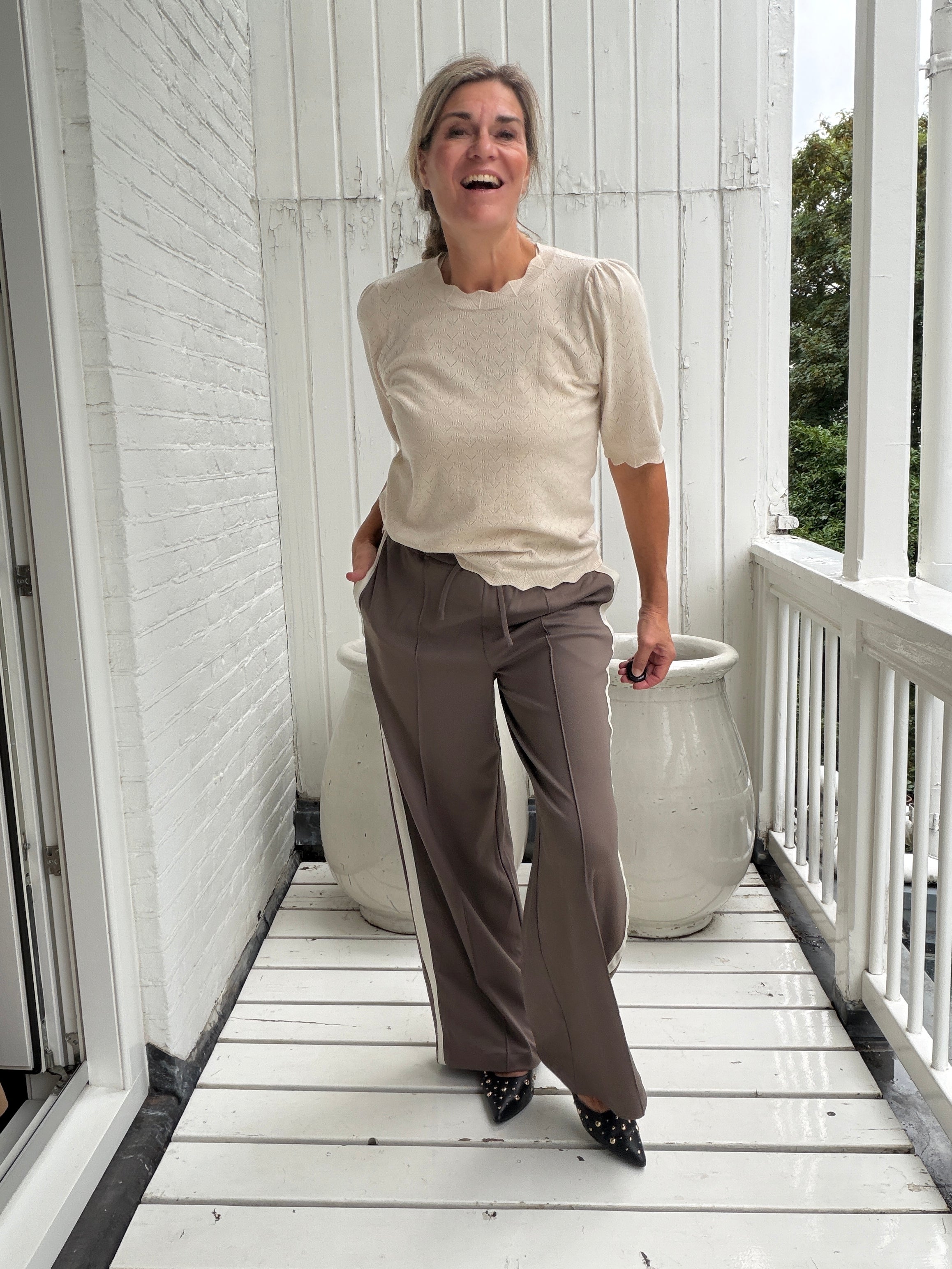 Broek - CLUA HW WIDE TRACK PANTS - VILA