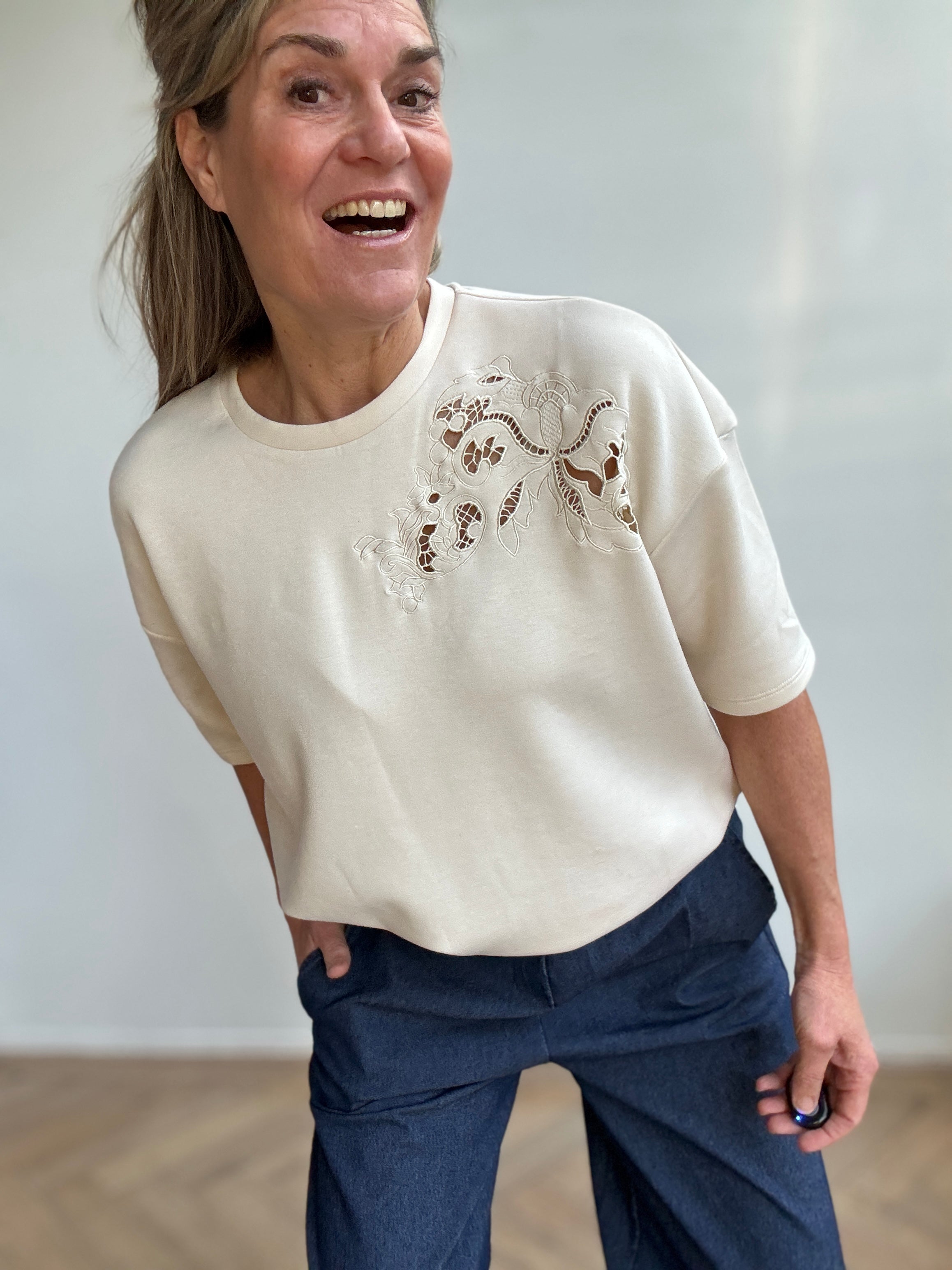 Trui - AMINAS O-NECK 2/4 SWEAT TOP - Vila