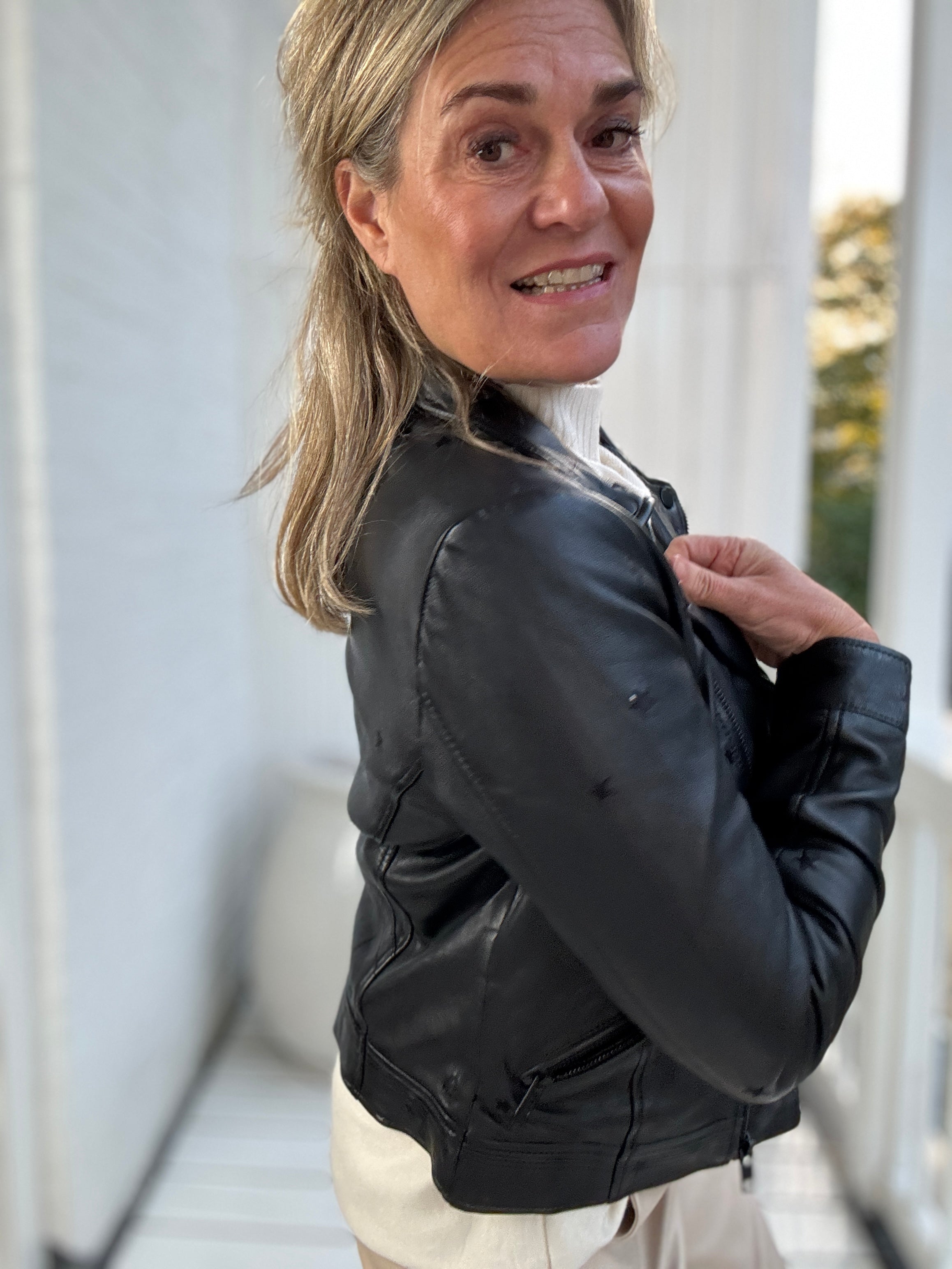 Leren bikerjas - Hoshie - Mauritius