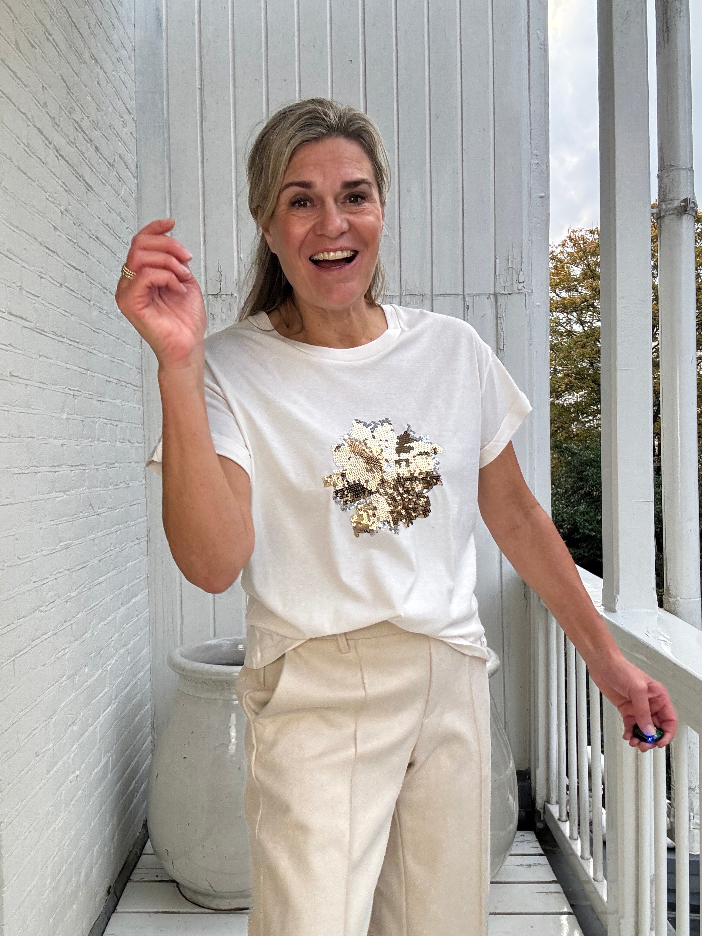 Rimona Shirt Paillet Flower - NUKUS