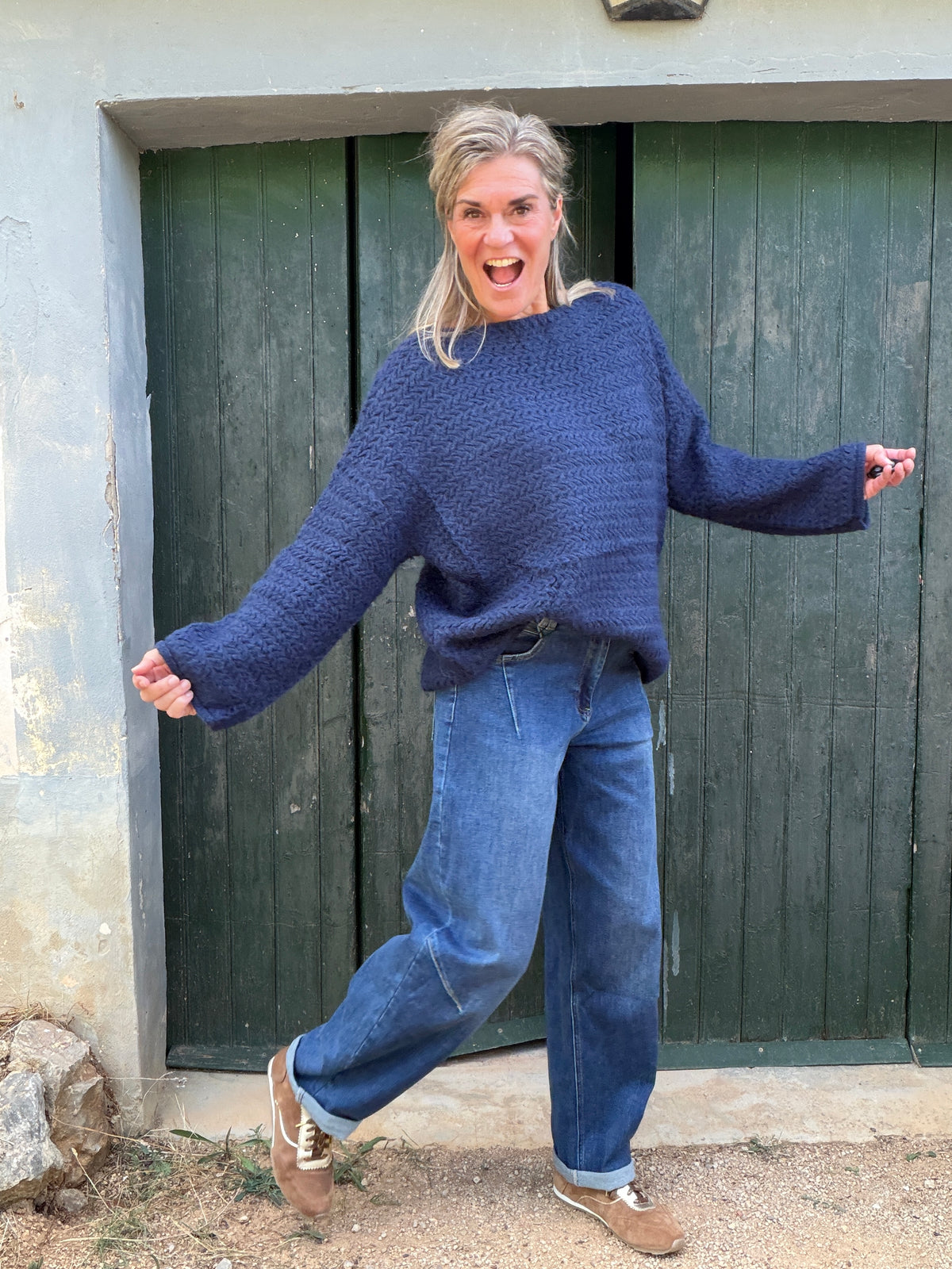 Donkerblauwe balloon jeans Lilly met stretch – foto 1