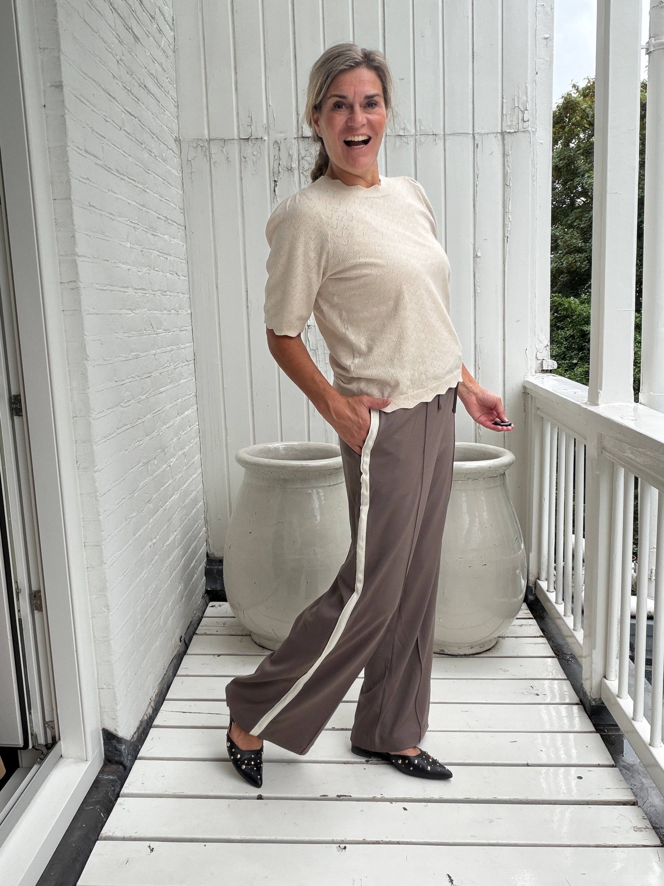 Broek - CLUA HW WIDE TRACK PANTS - VILA