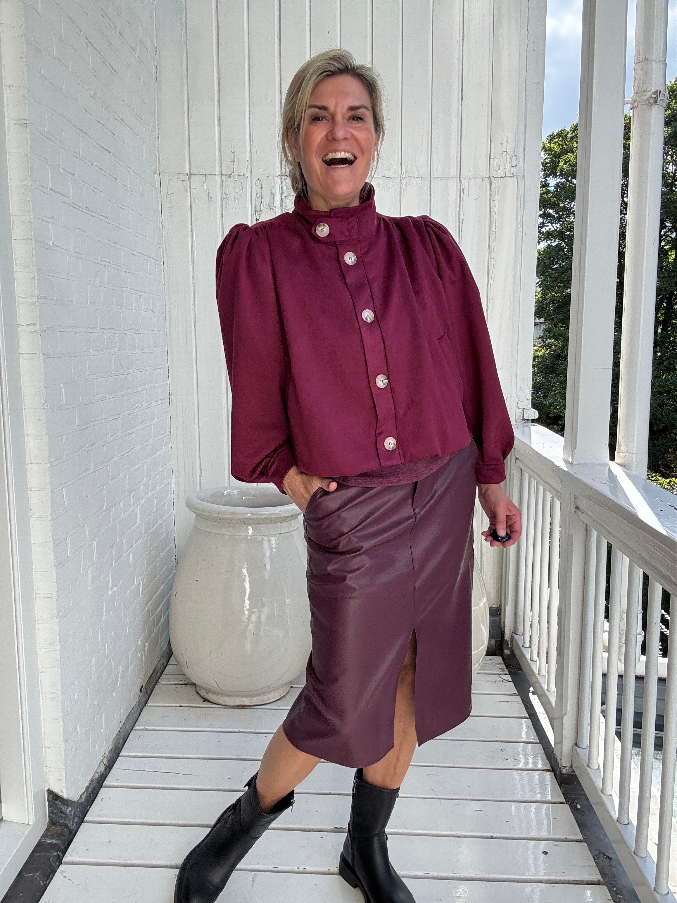 Rok - DAGMAR HW MIDI COATED SKIRT - VILA