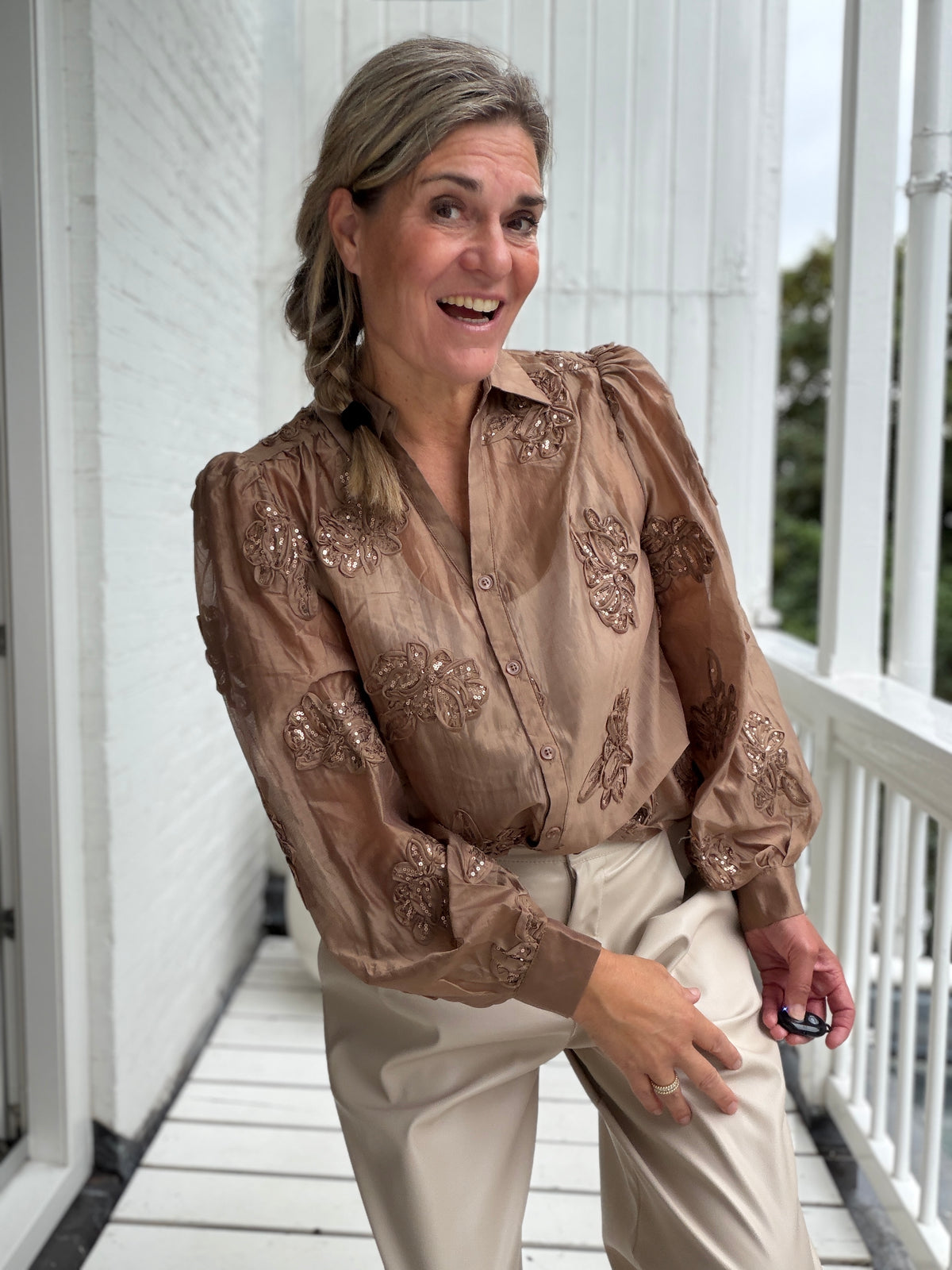 Blouse - Antonella Blouse Paillet Flower - Nukus