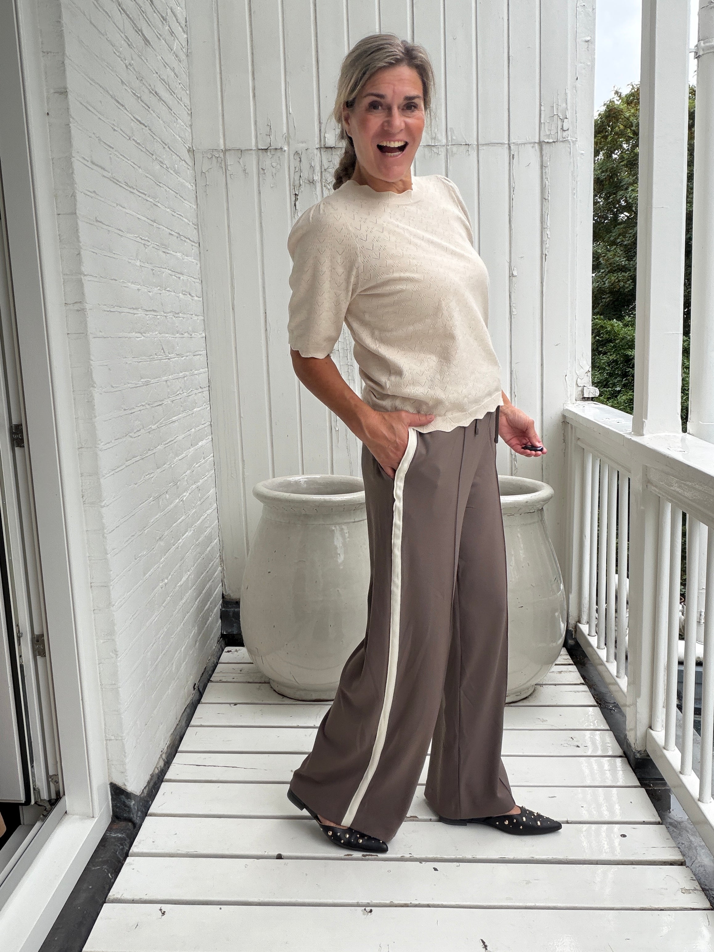 Broek - CLUA HW WIDE TRACK PANTS - VILA