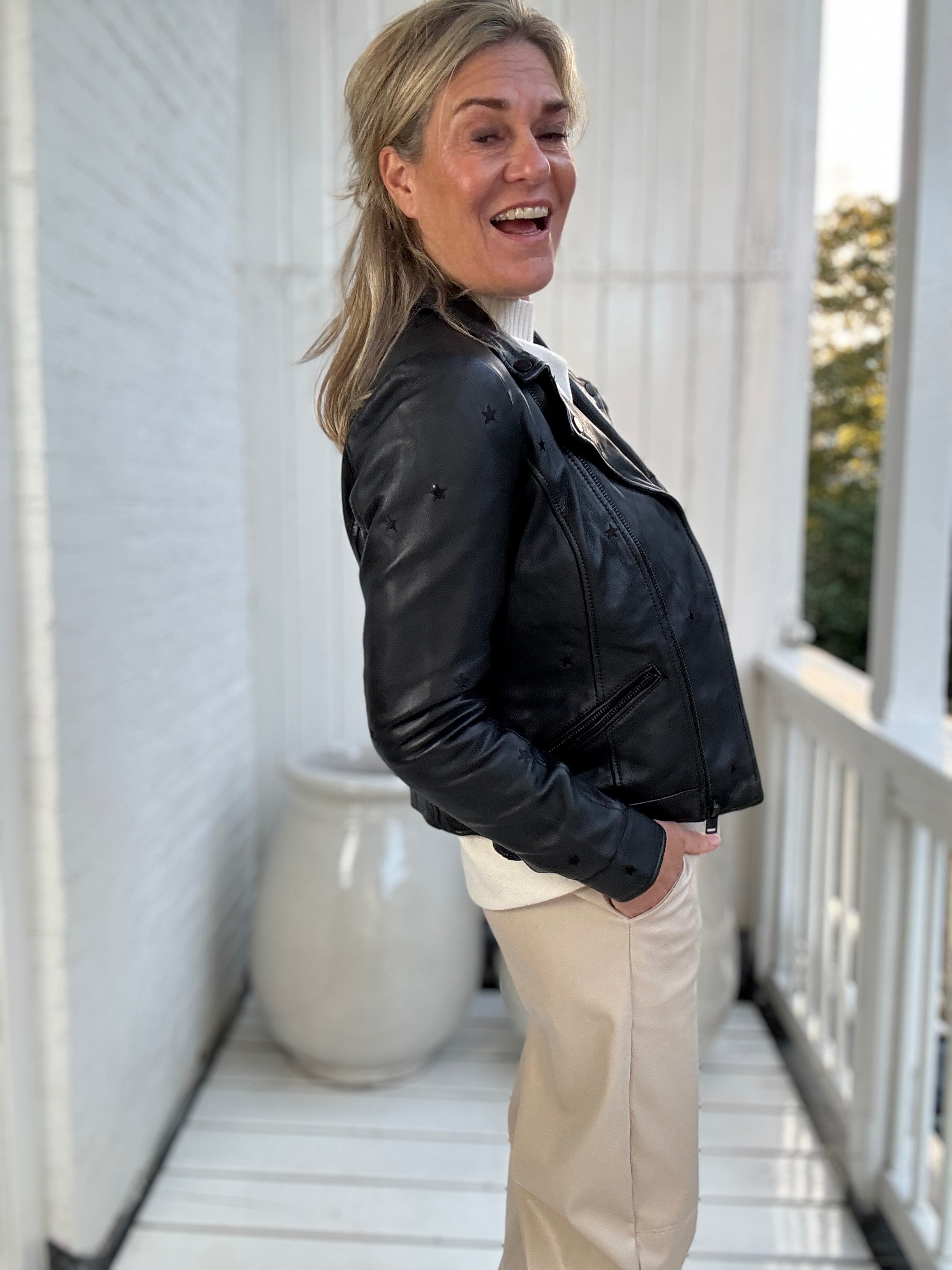 Leren bikerjas - Hoshie - Mauritius