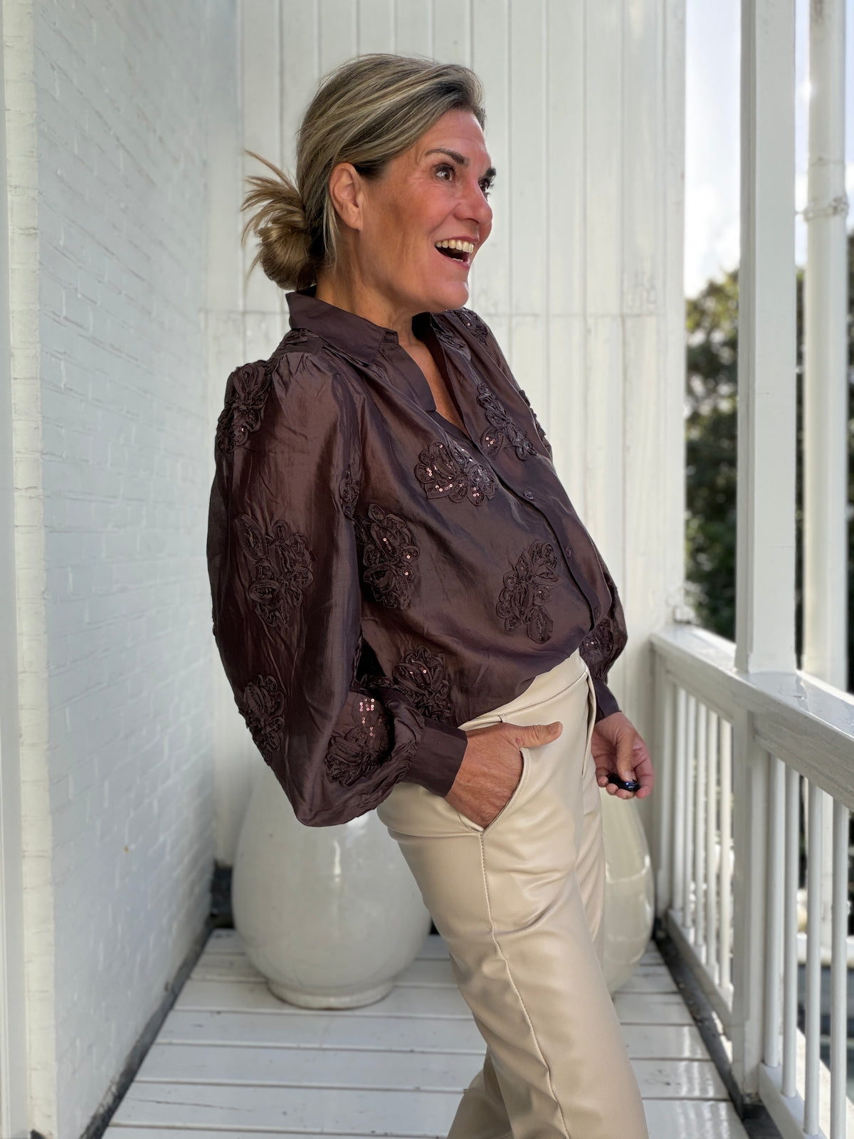 Blouse - Antonella Blouse Paillet Flower - Nukus